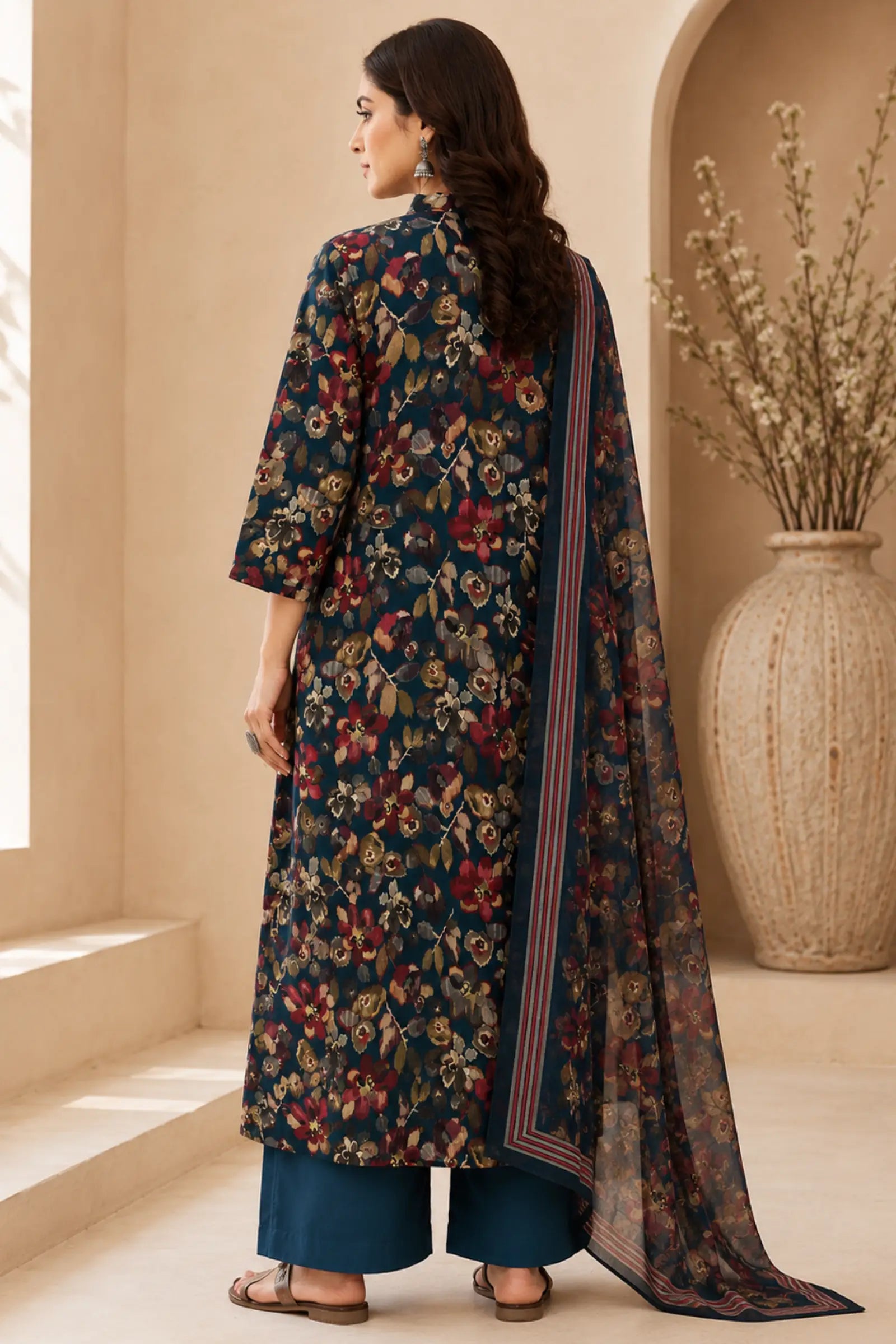 Hansa Cotton Floral Print Complete Suit Set