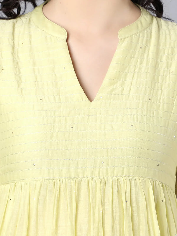 Yellow Dress with Zari Textures