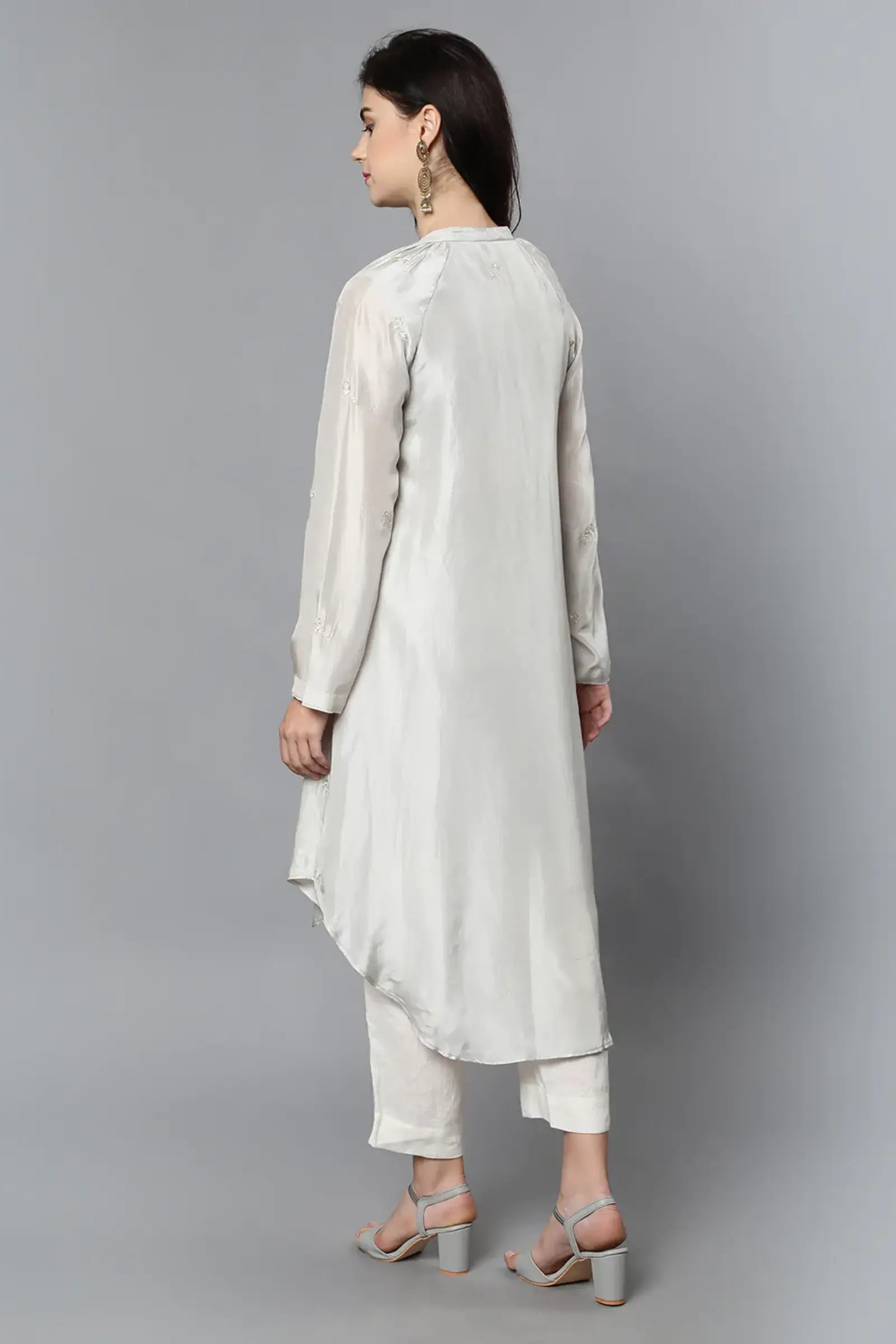 Cupro Silk petal tunic paired with100% Cotton Trouser