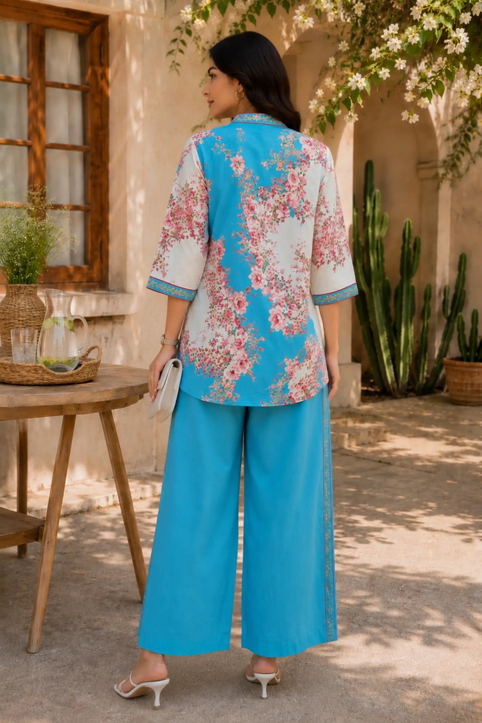 Sky Petals Cotton Co-ord Set