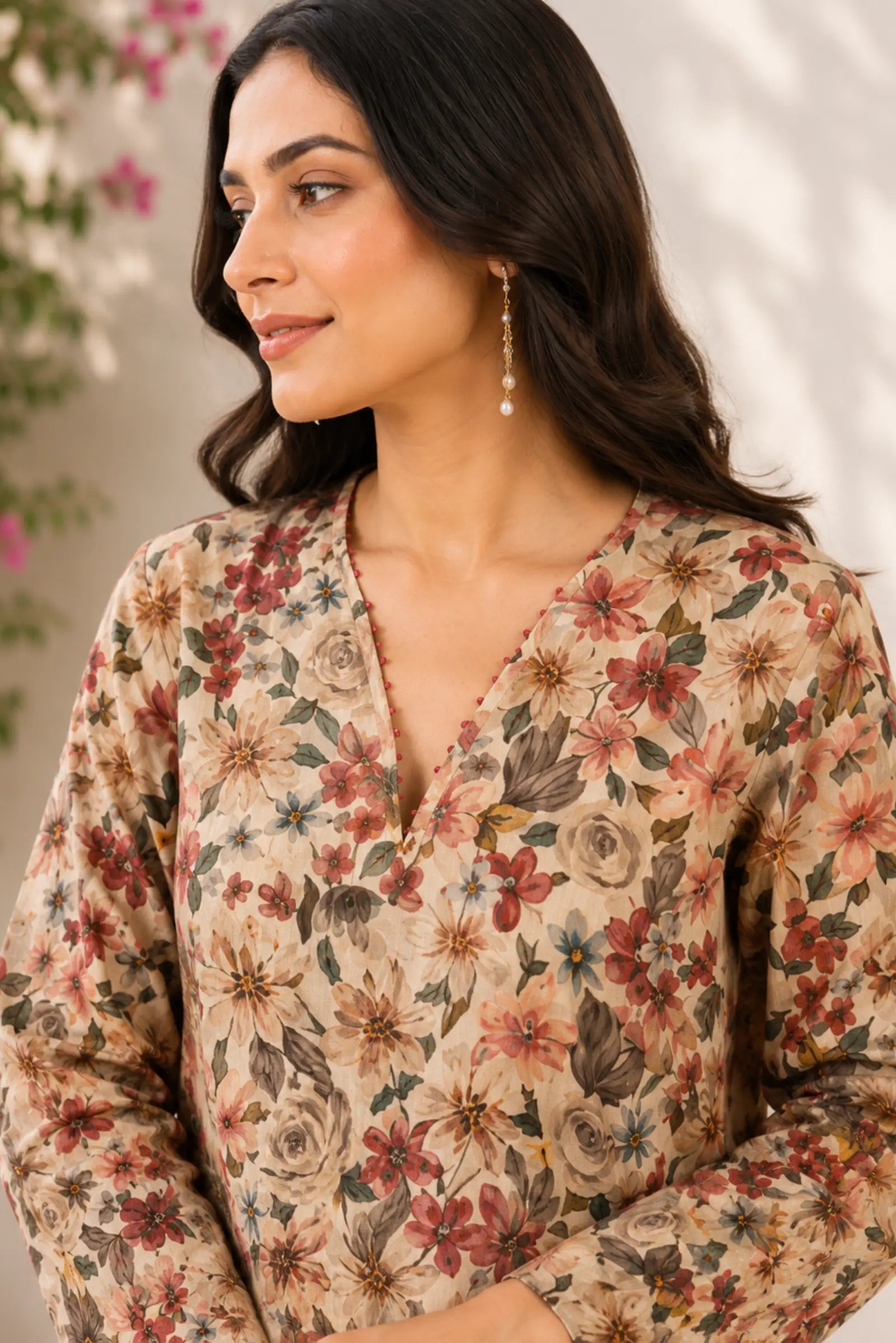 Brahmi Cotton Multicolor Floral Print Kurta Set