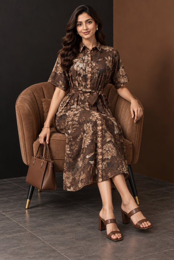 Alisha Cotton Brown Dress