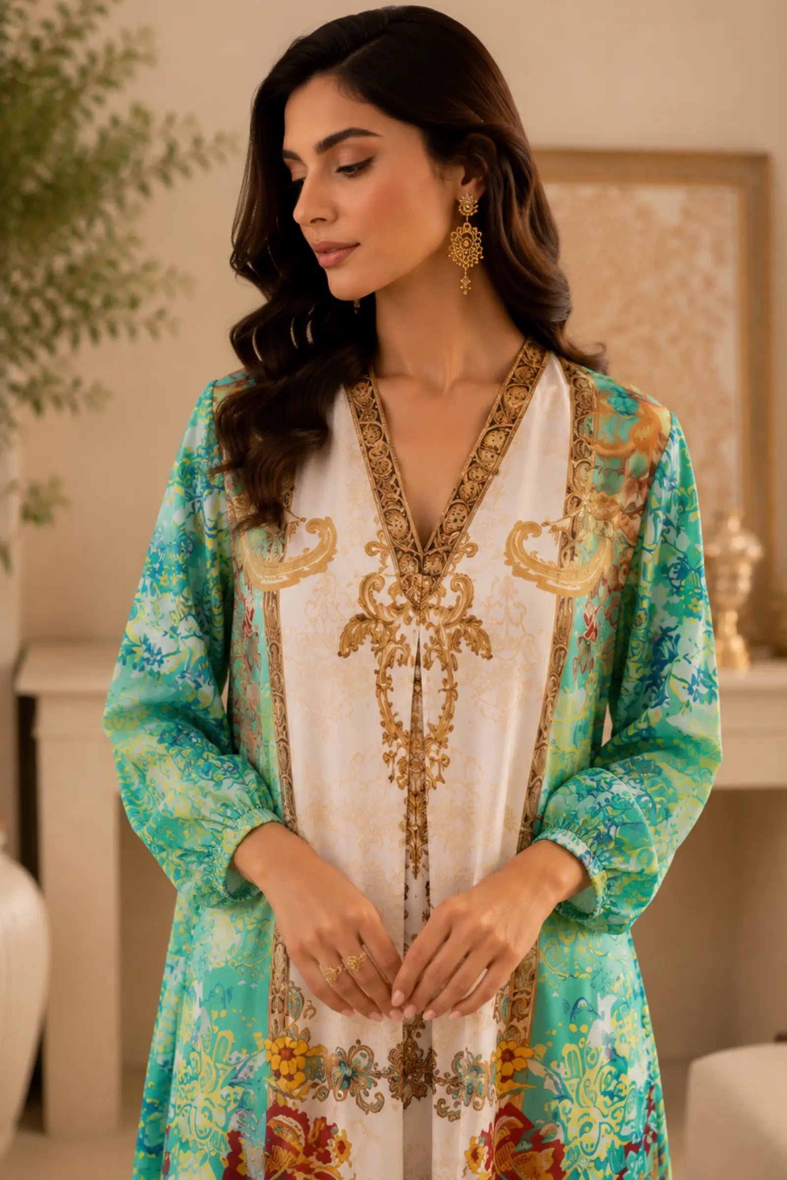 Abstract paisley Printed Kurta With Trouser