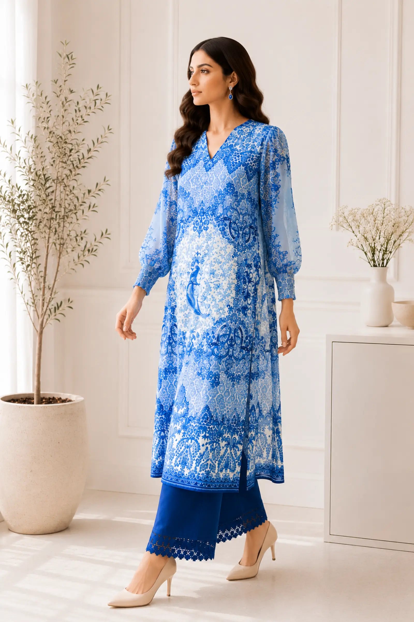 Arvisha Blue Symphony Kurta Palazzo Set