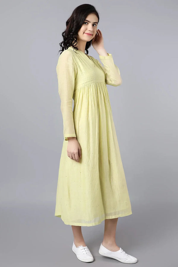 Yellow Dress with Zari Textures