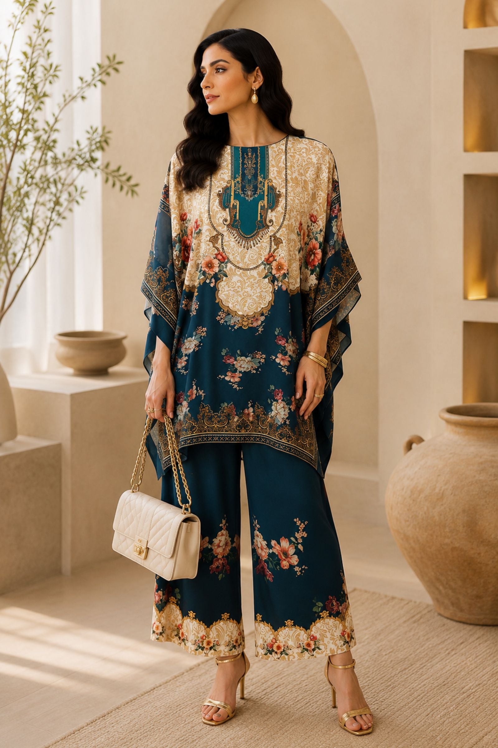 Miraya Moska Satin Printed Kurta Set