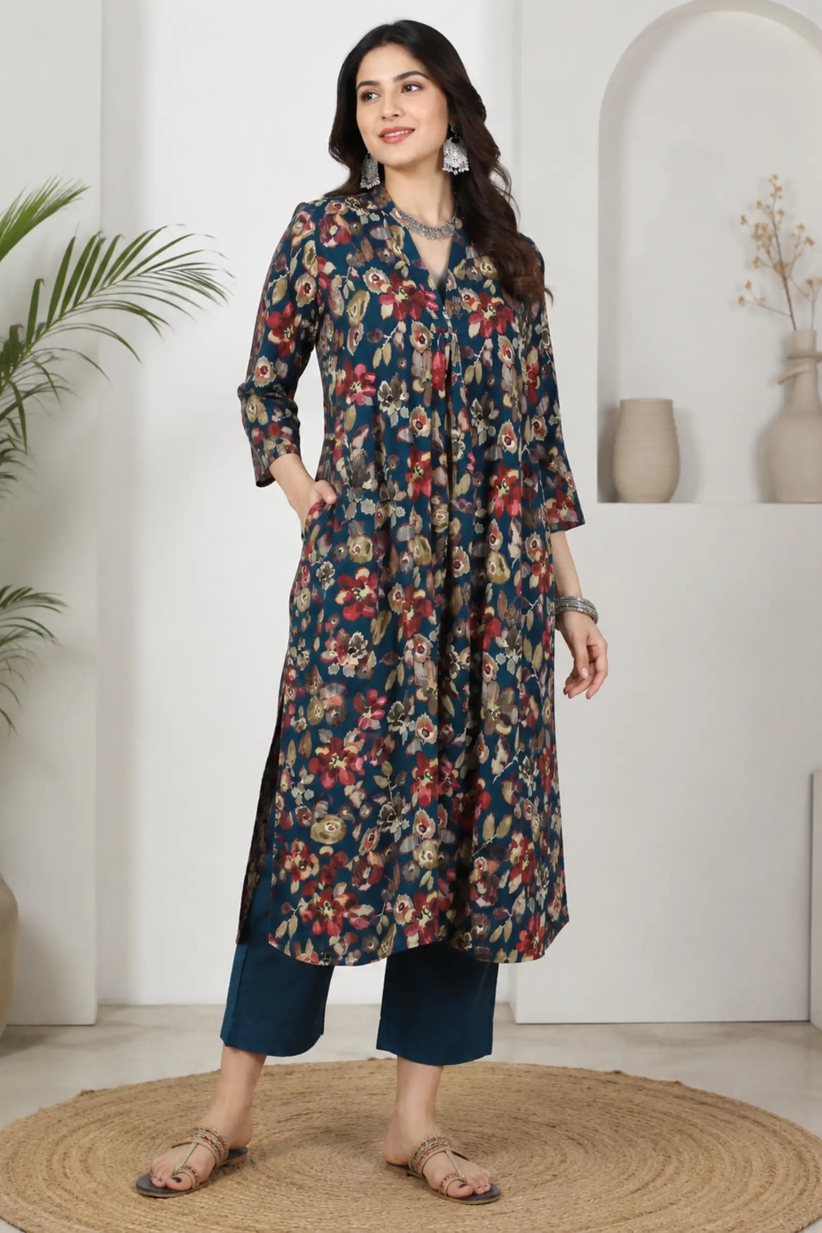 Hansa Cotton Floral Print Complete Suit Set
