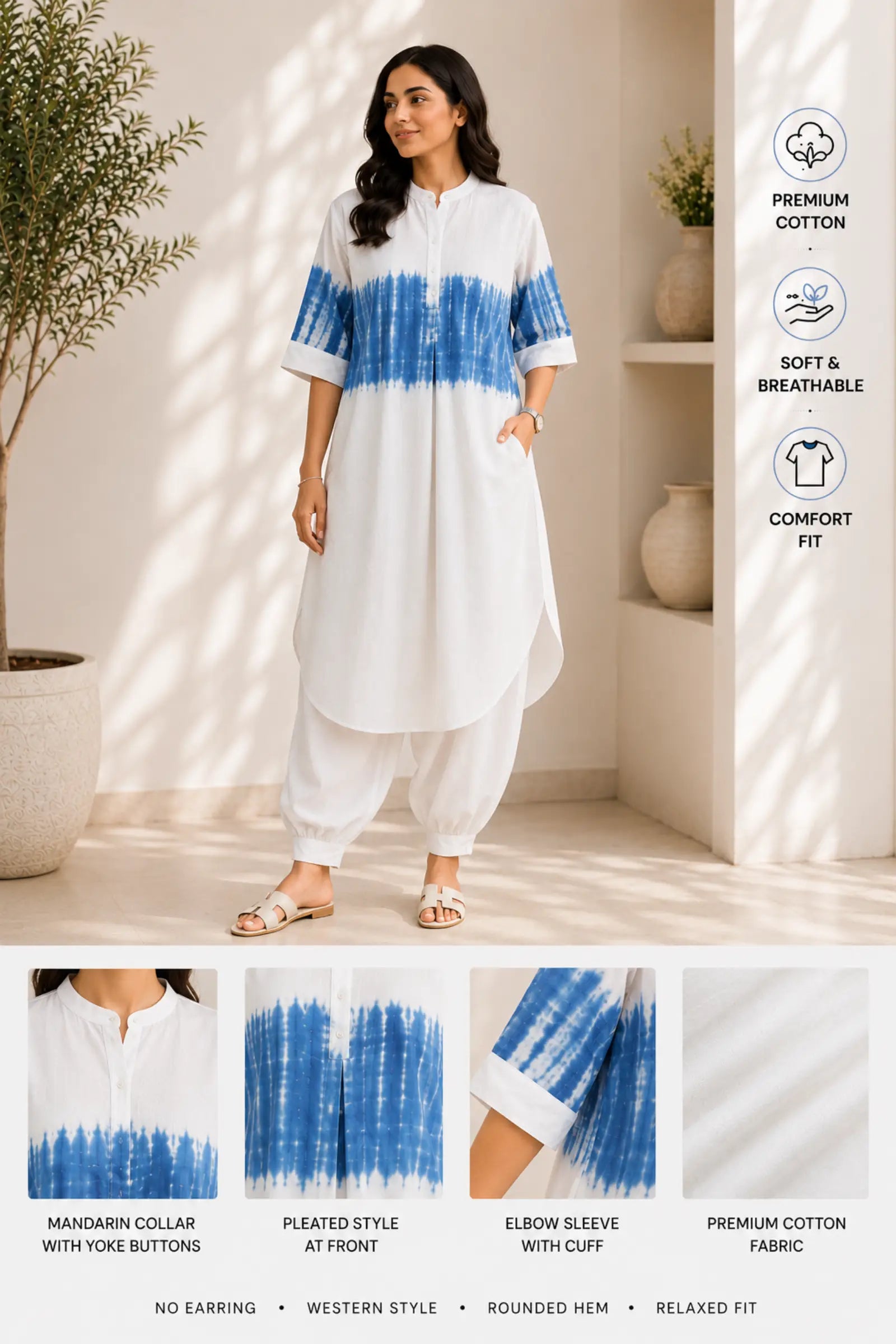 Blue Breeze Tie-Dye Cotton Co-ord Set