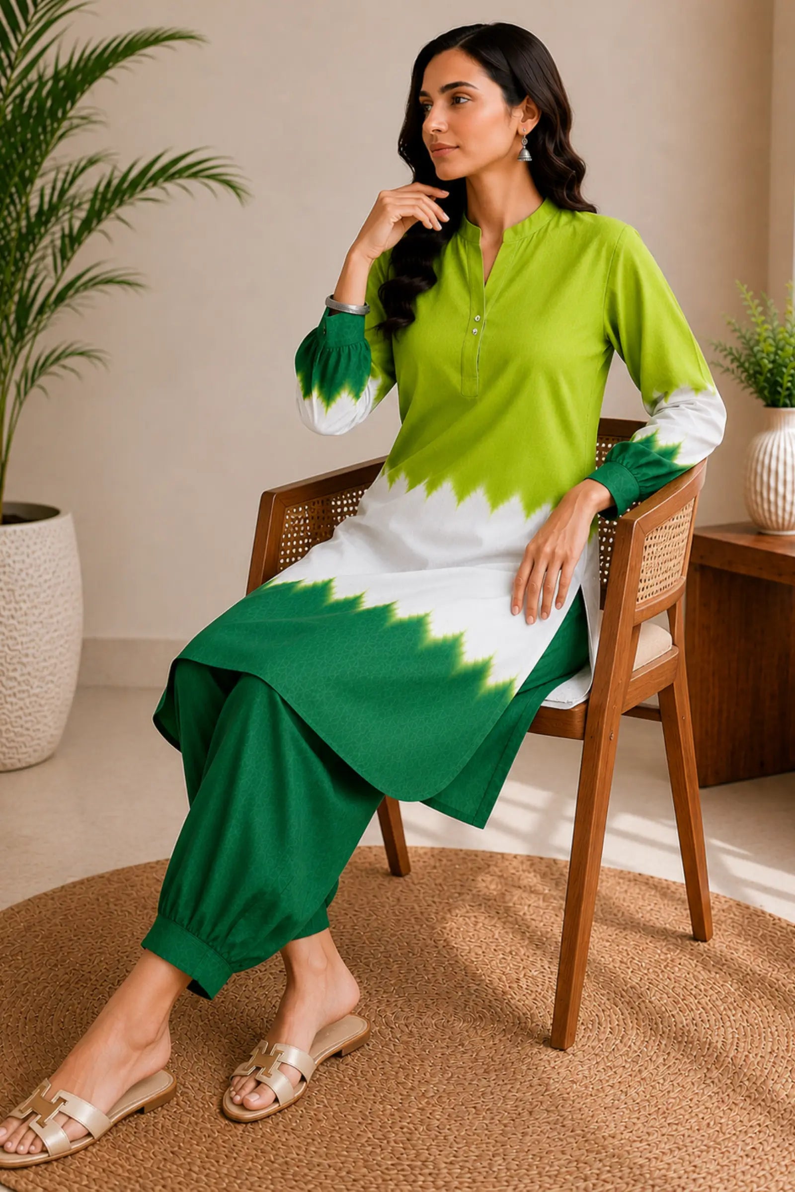 Green Aura Ombre Co-ord Set