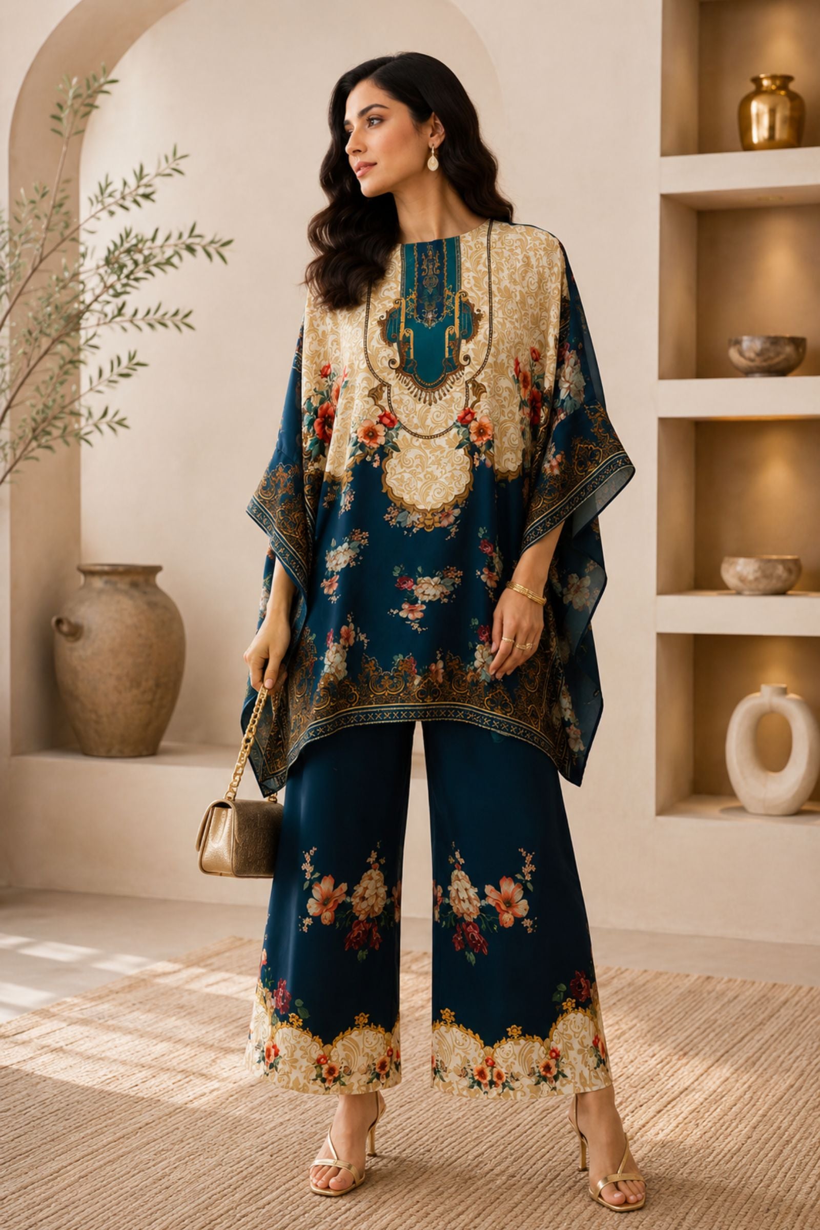 Miraya Moska Satin Printed Kurta Set