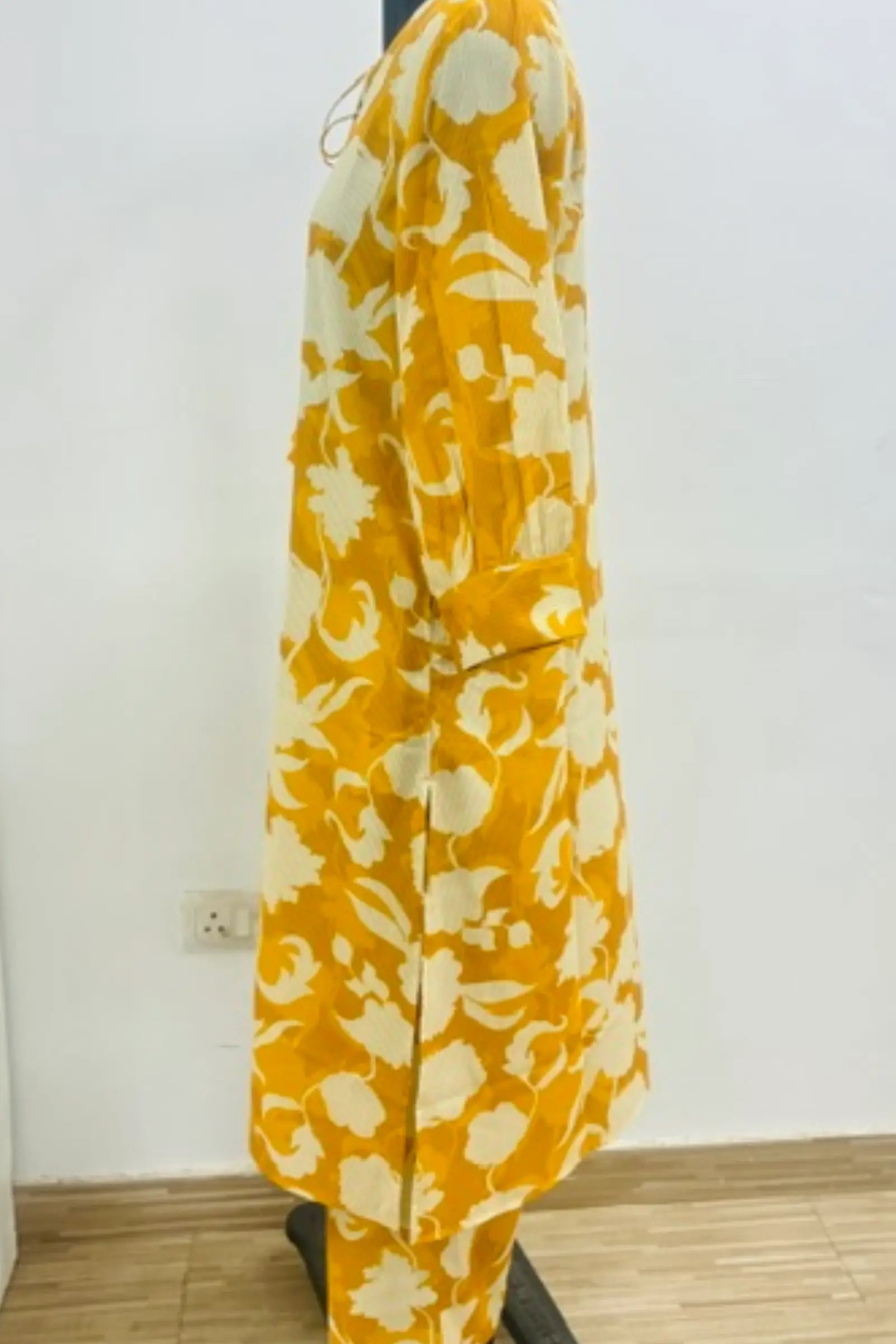 Bina Cotton Mustard Yellow Floral Print Kurta Set