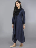 Embroidered Blue Dupion Silk Kurta