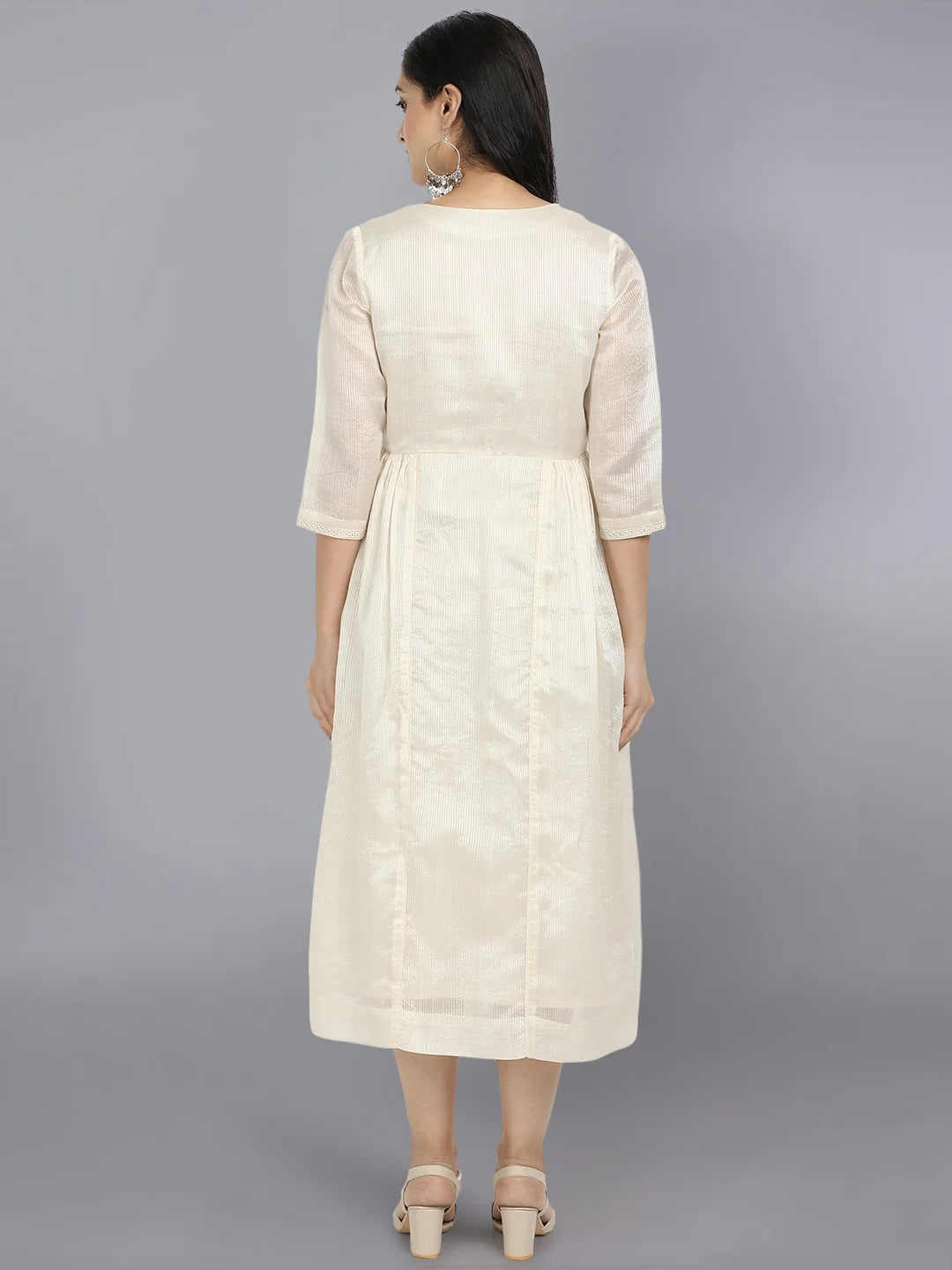 Stripe chanderi embroided Dress