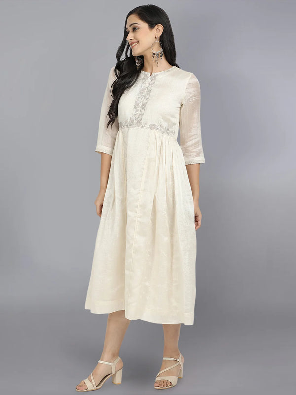 Stripe chanderi embroided Dress