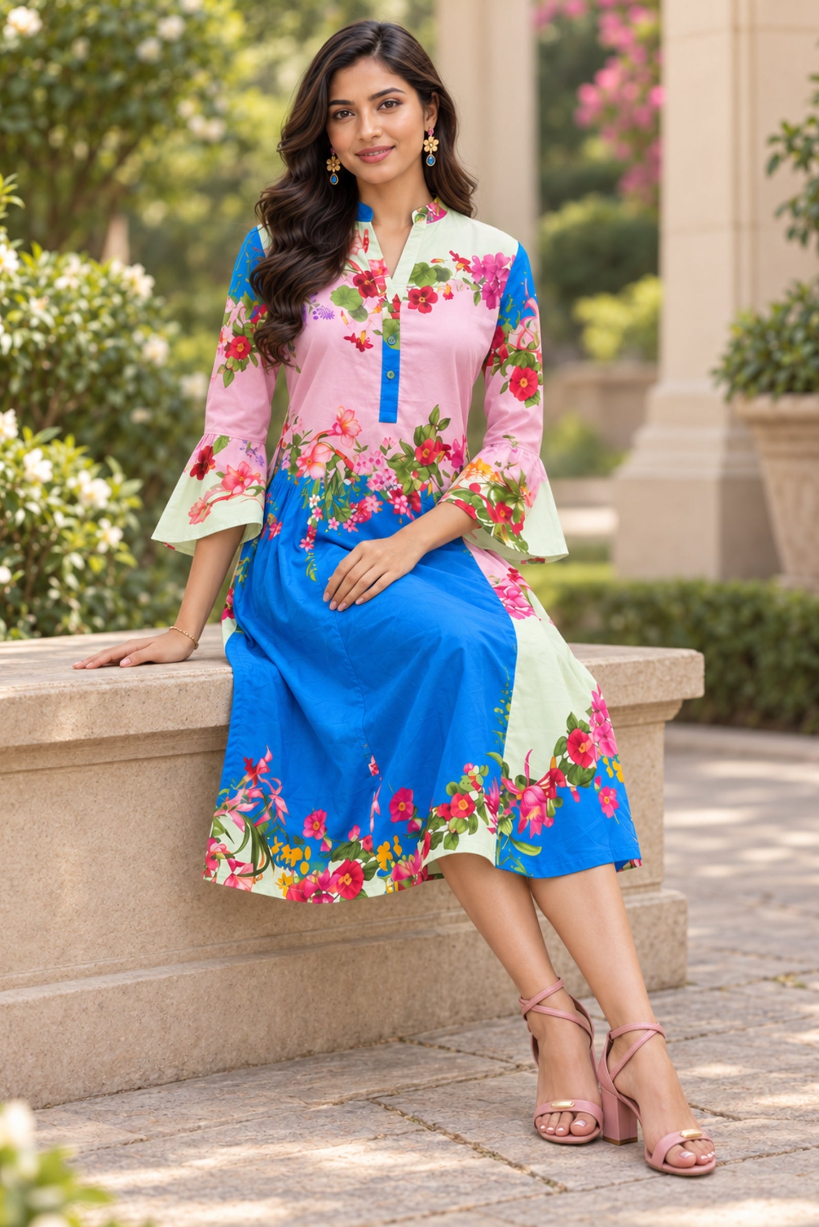 Bhakti Cotton Floral Midi Dress