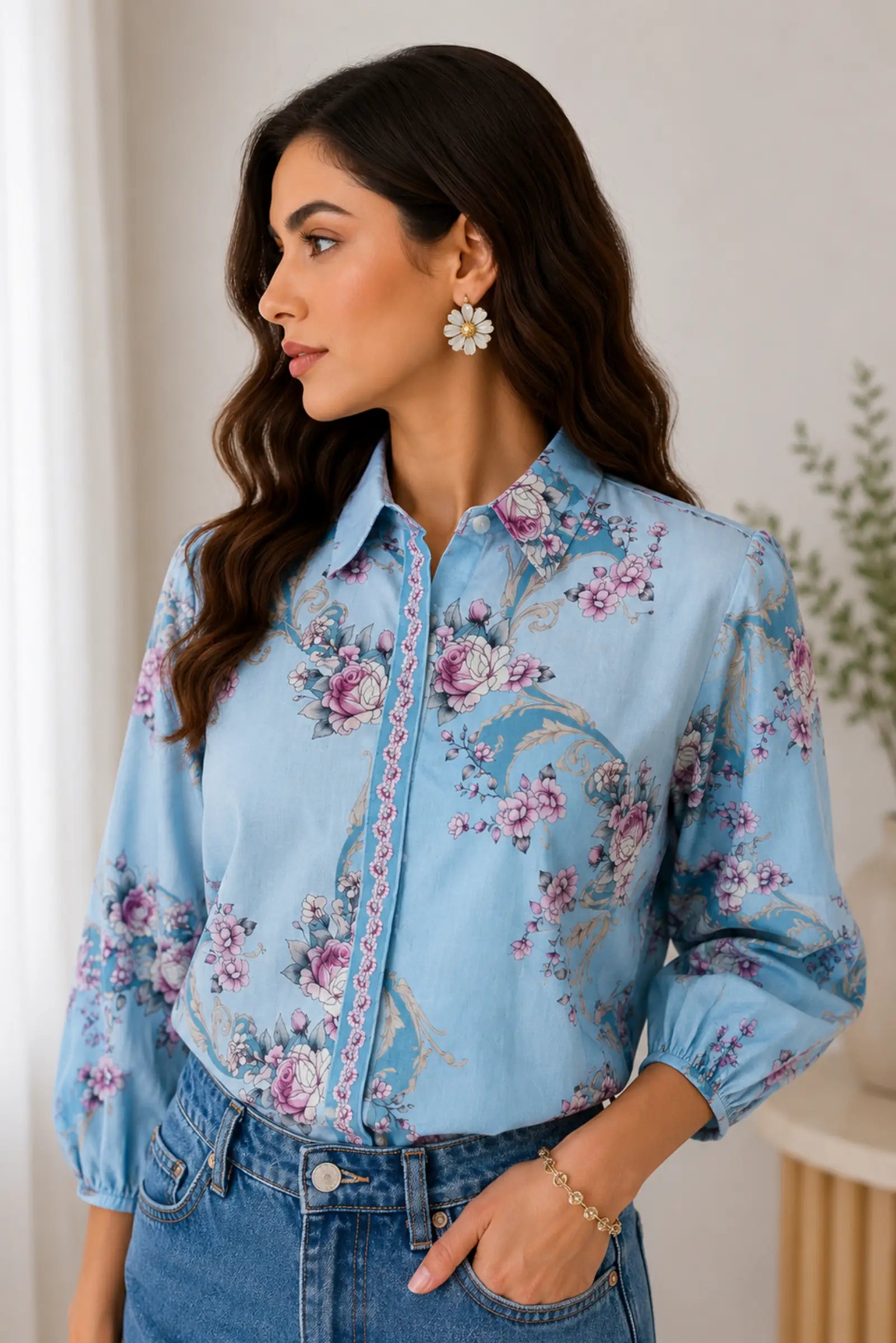 Diya Cotton Pastel Floral Garden Print
