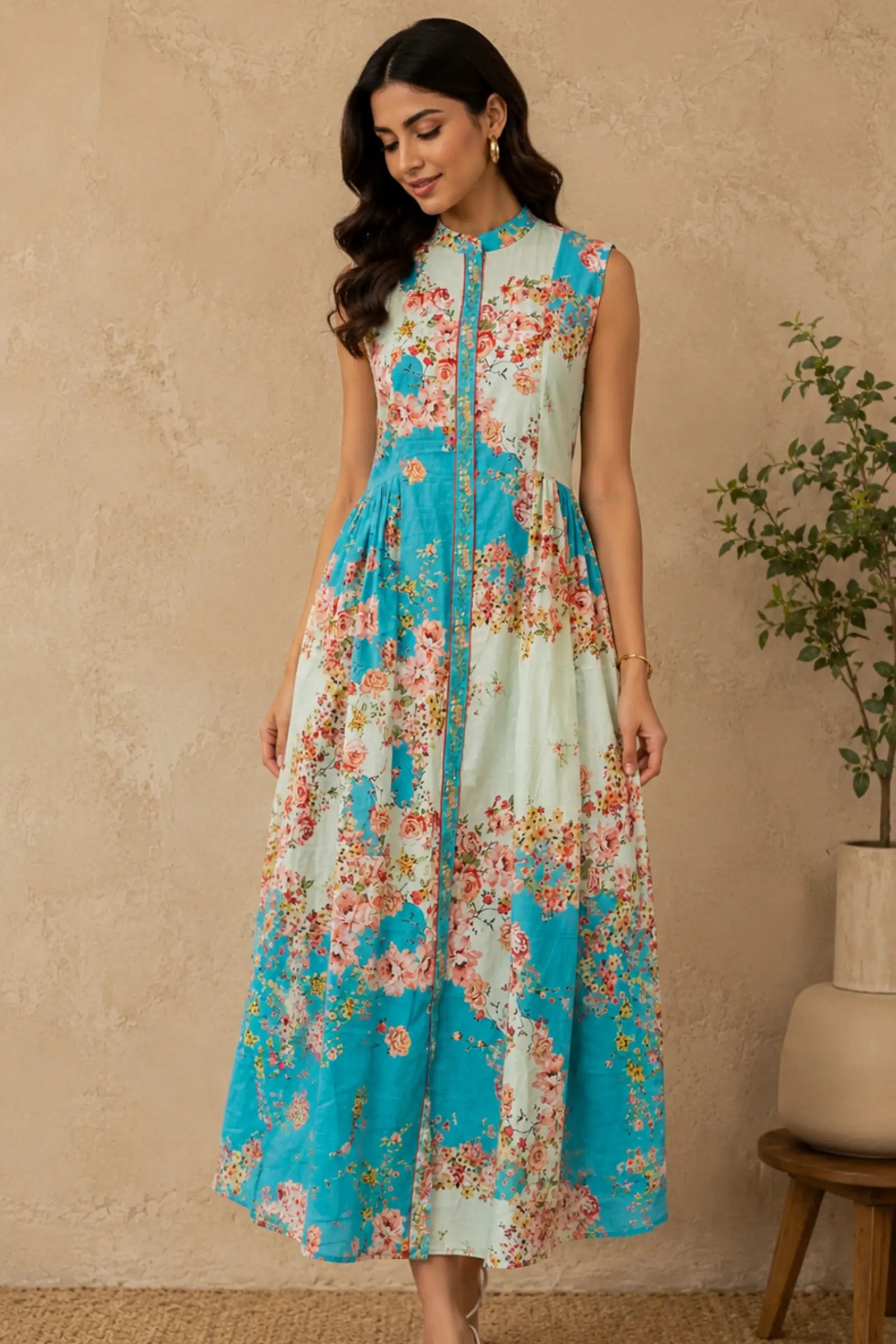 Geet Cotton Floral Print Dress