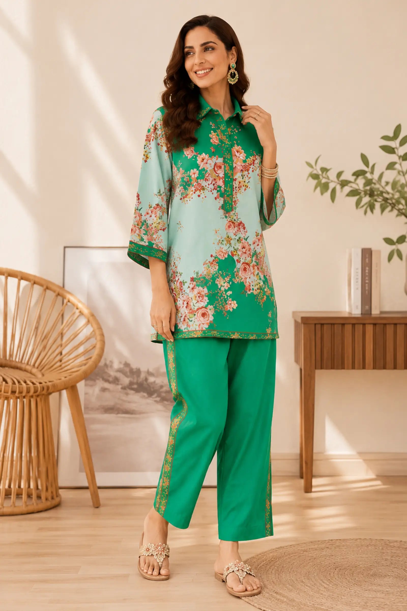 Ziva Cotton Ditsy Floral Print Co-ord Set