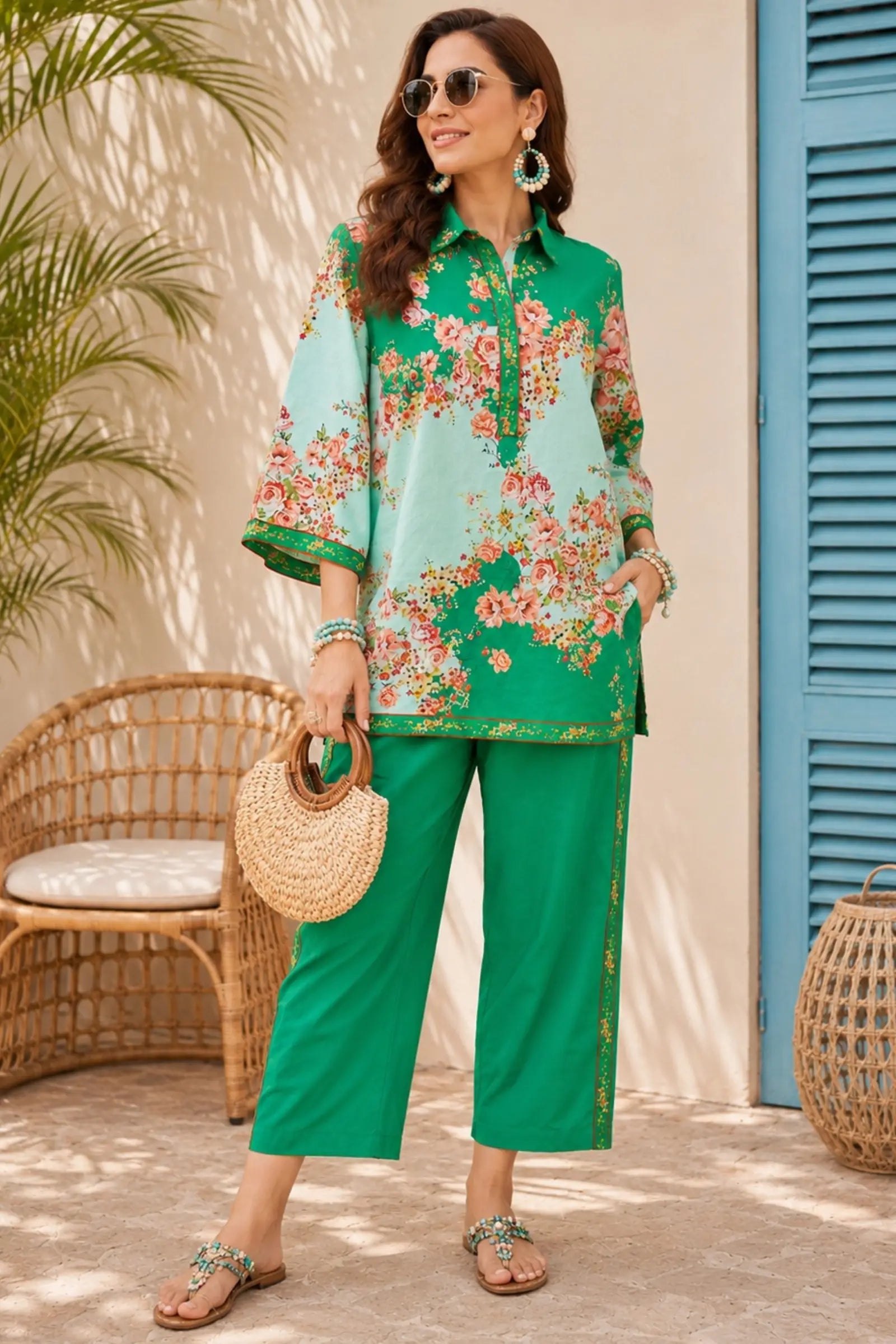 Ziva Cotton Ditsy Floral Print Co-ord Set
