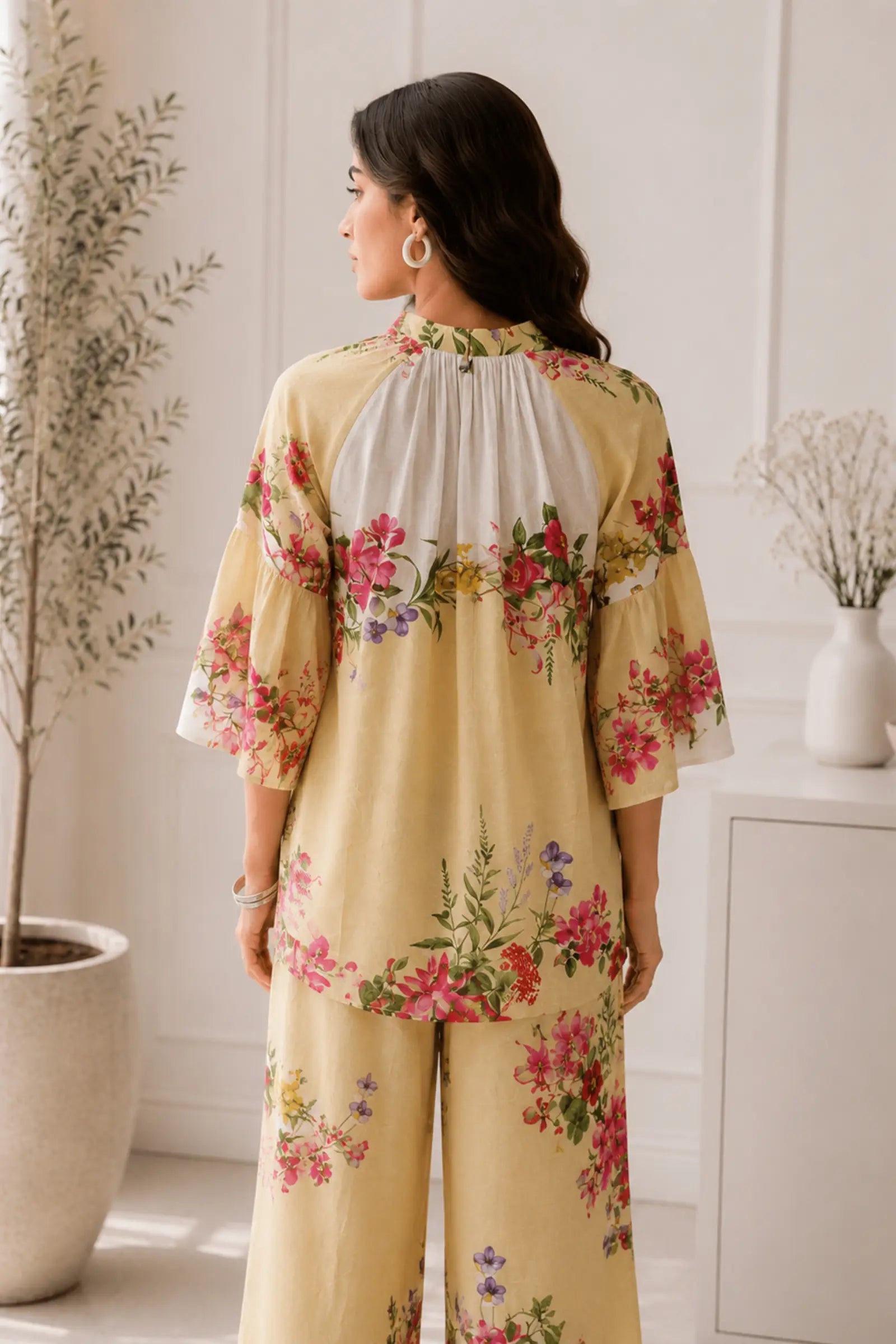 Krishna Ivory Floral Print Cotton Co-Ord Set