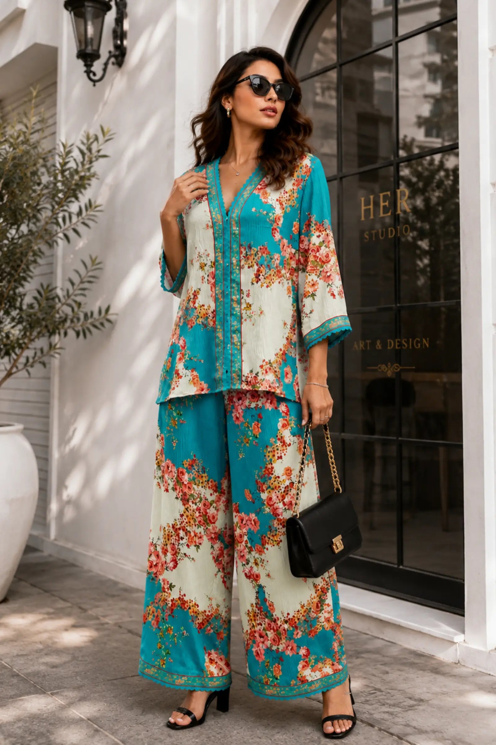 Akraya Ocean Bloom Floral Co-Ord Set
