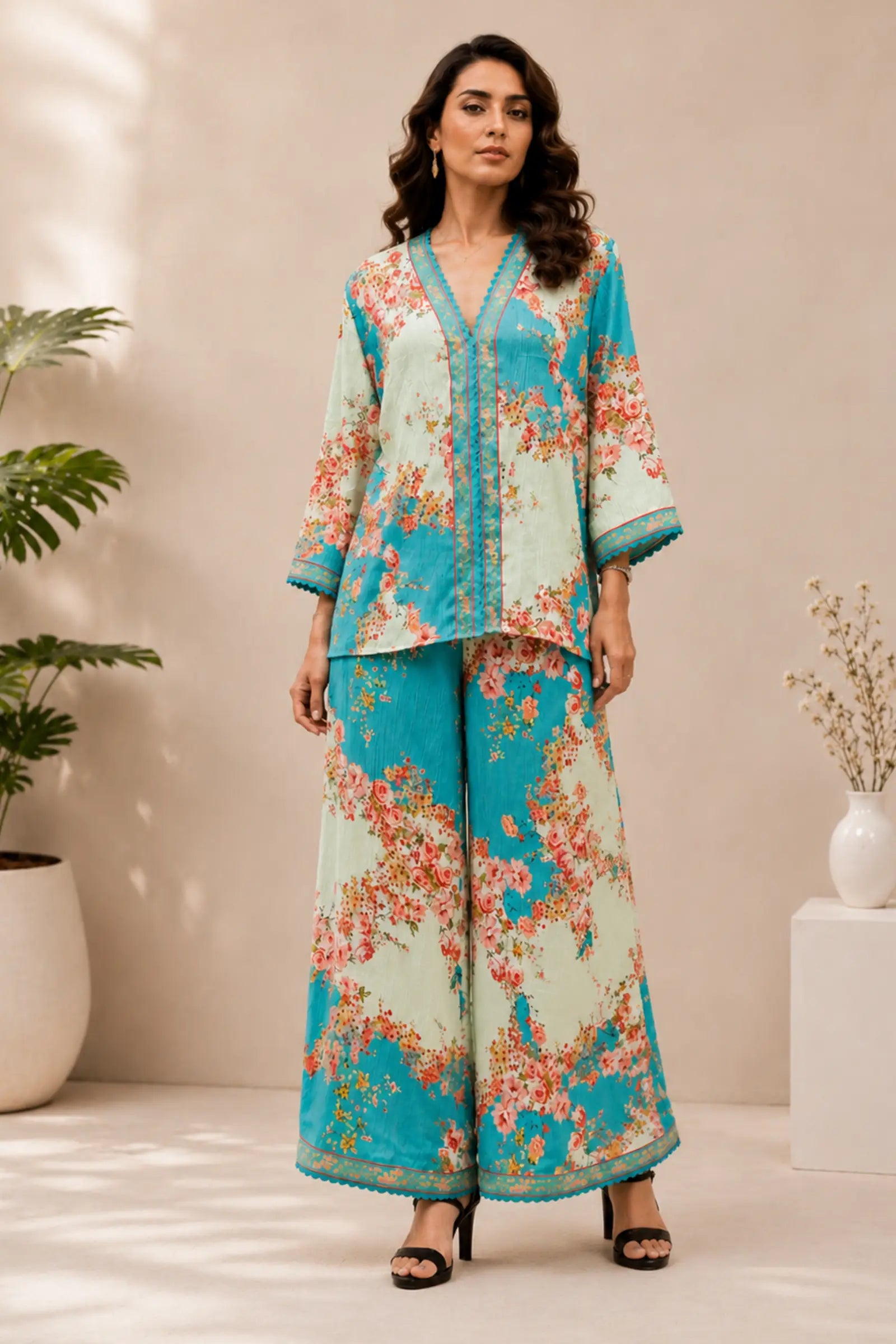 Akraya Ocean Bloom Floral Co-Ord Set