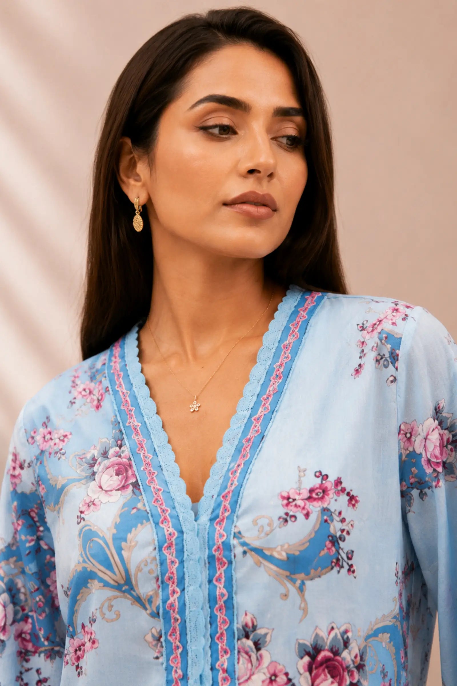 Iravika Sky Bloom Cotton Co-Ord Set