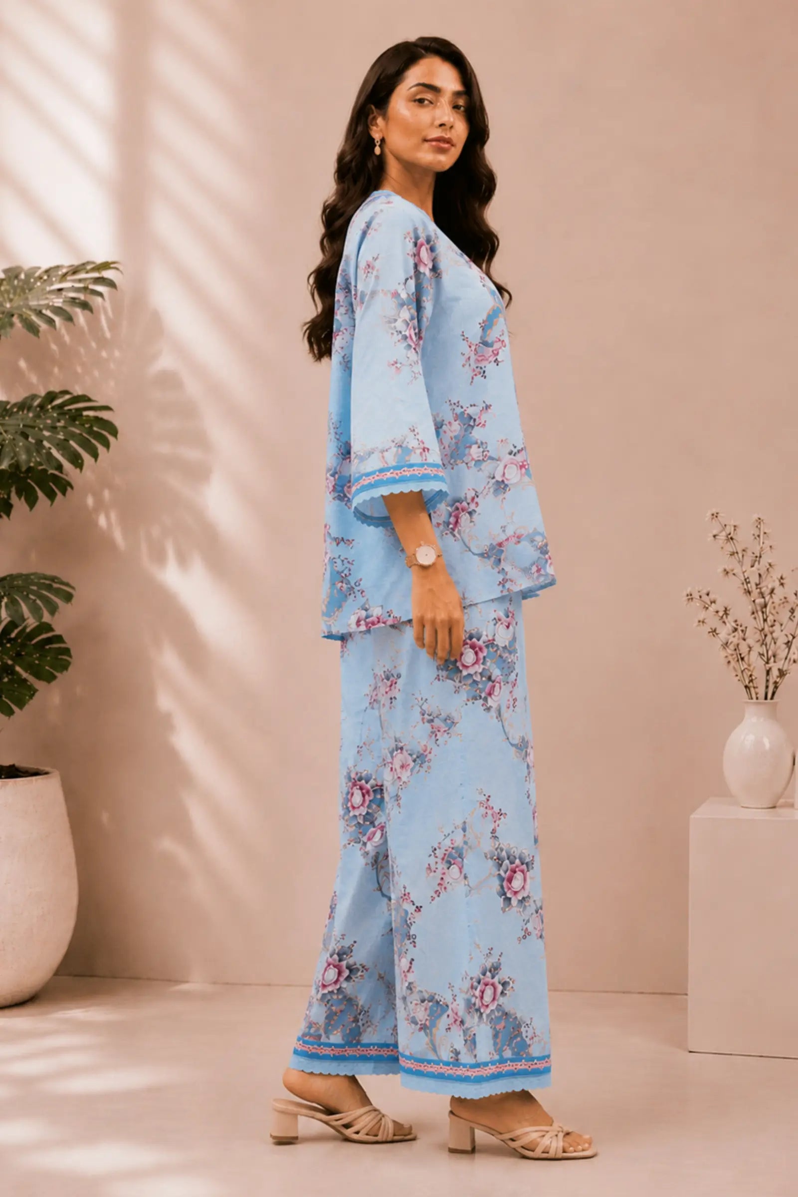 Iravika Sky Bloom Cotton Co-Ord Set