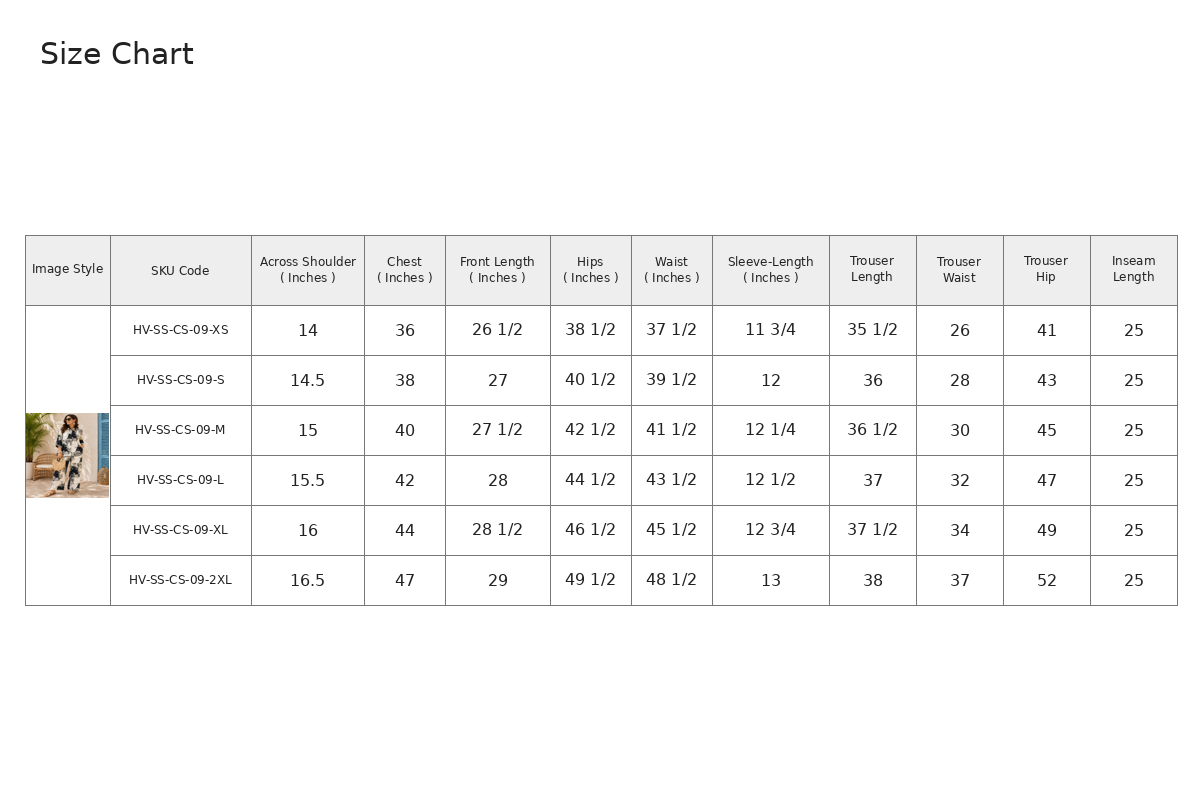Size chart