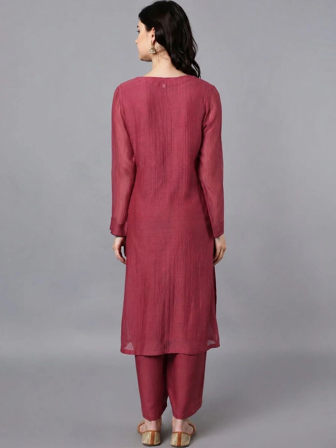 V neck chanderi kurta