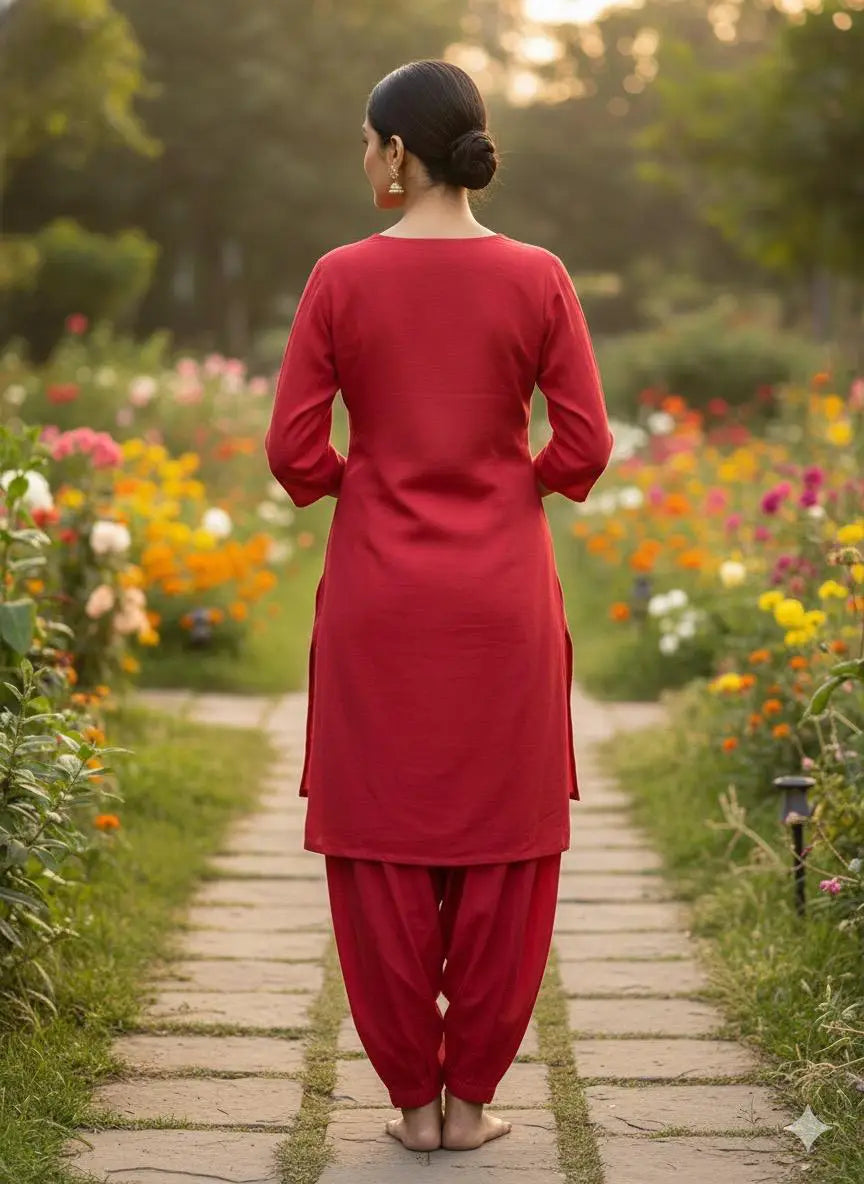 Red Sequence Mid Legth Kurta