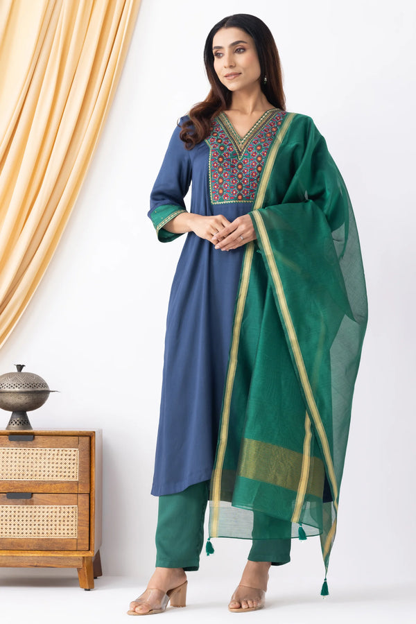 Chanderi Dupatta Green