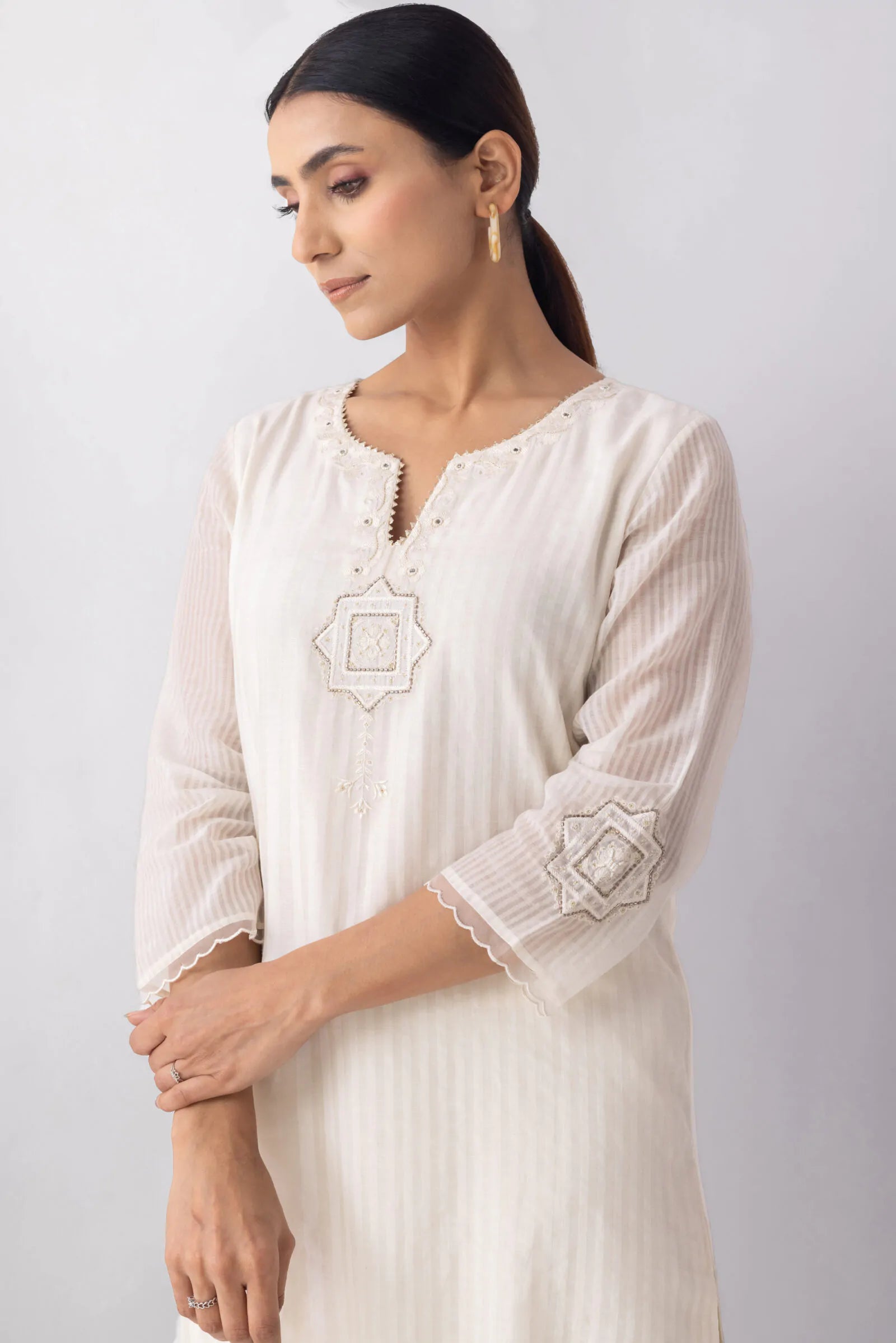 Aish Striped Chanderi Kurta