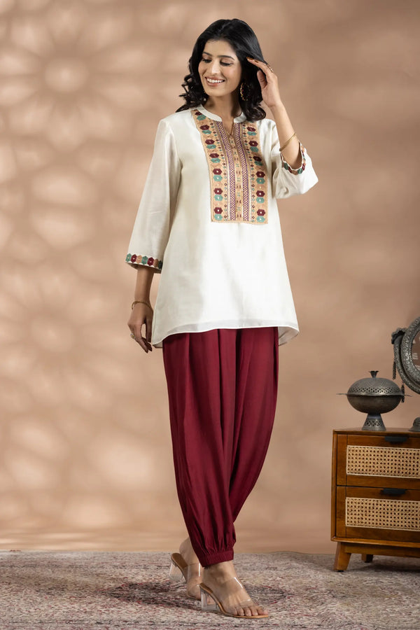 Multicolor Emb Top With Pyjama