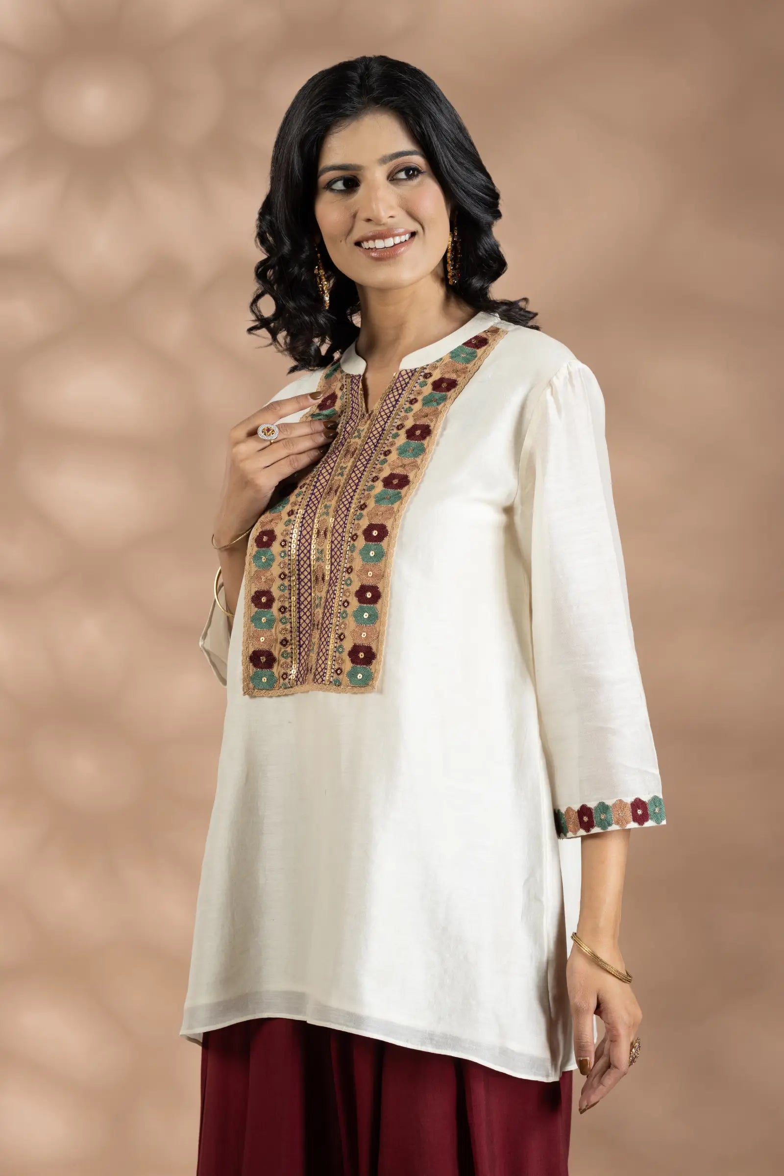 Multicolor Emb Top With Pyjama