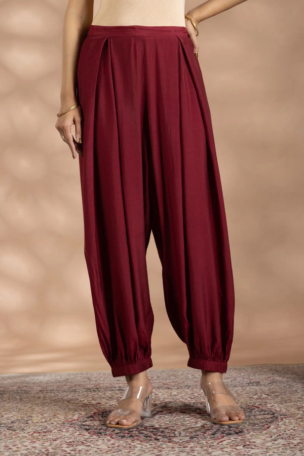 Maroon Dhoti Pant