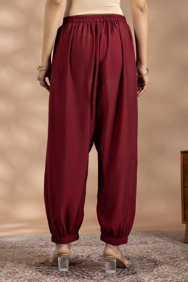 Maroon Dhoti Pant