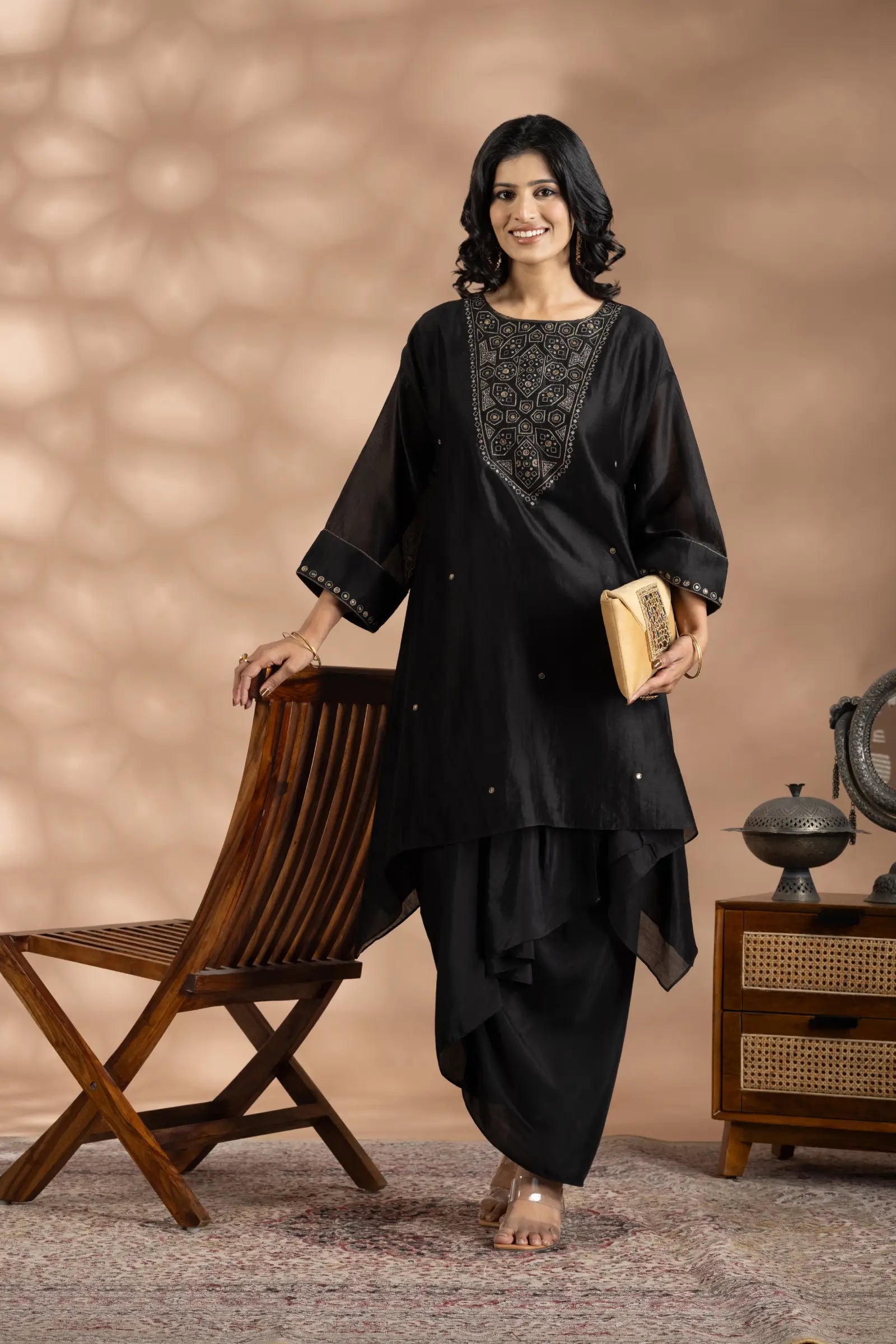 Geometric Emb Tunic  Set