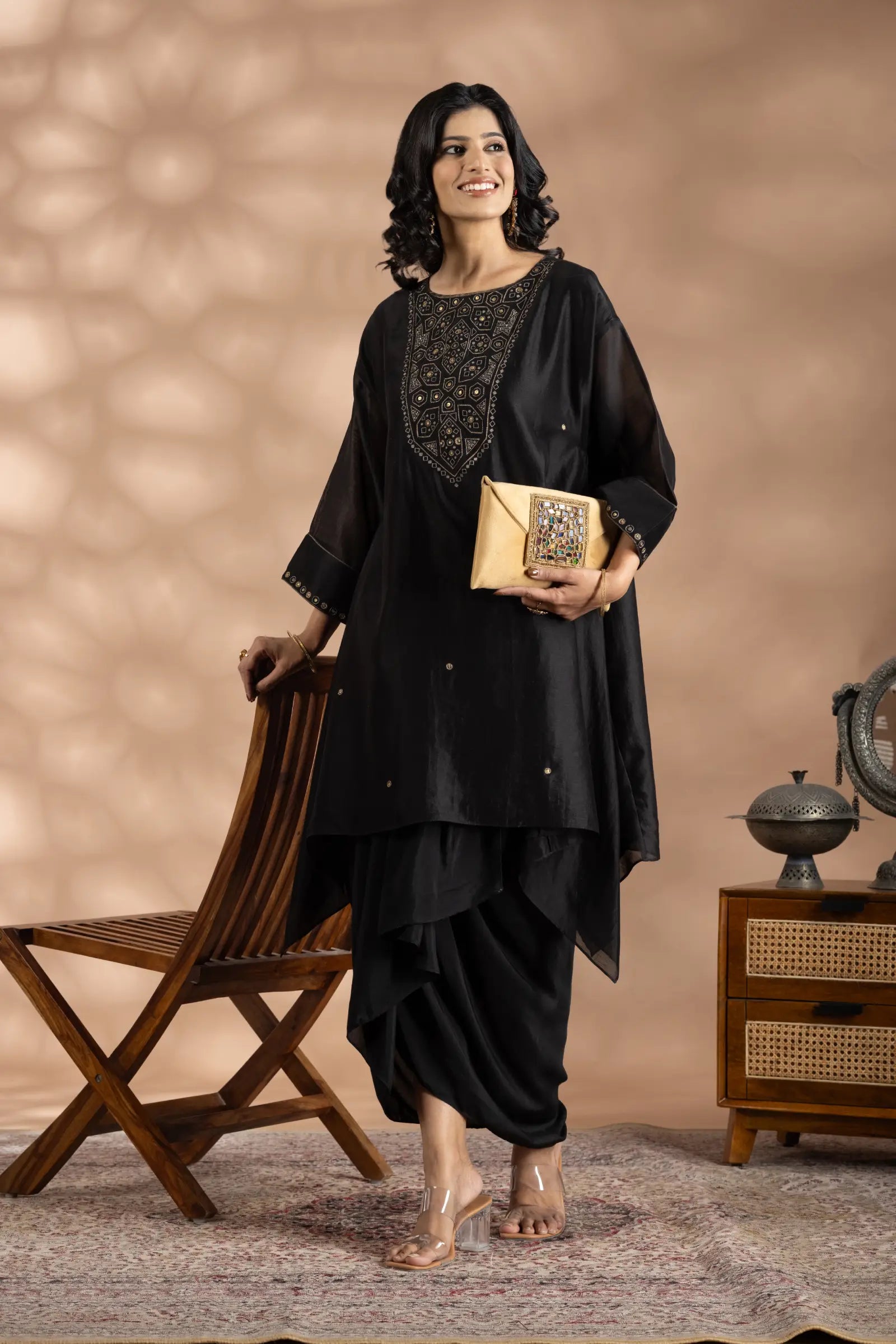 Geometric Emb Tunic  Set