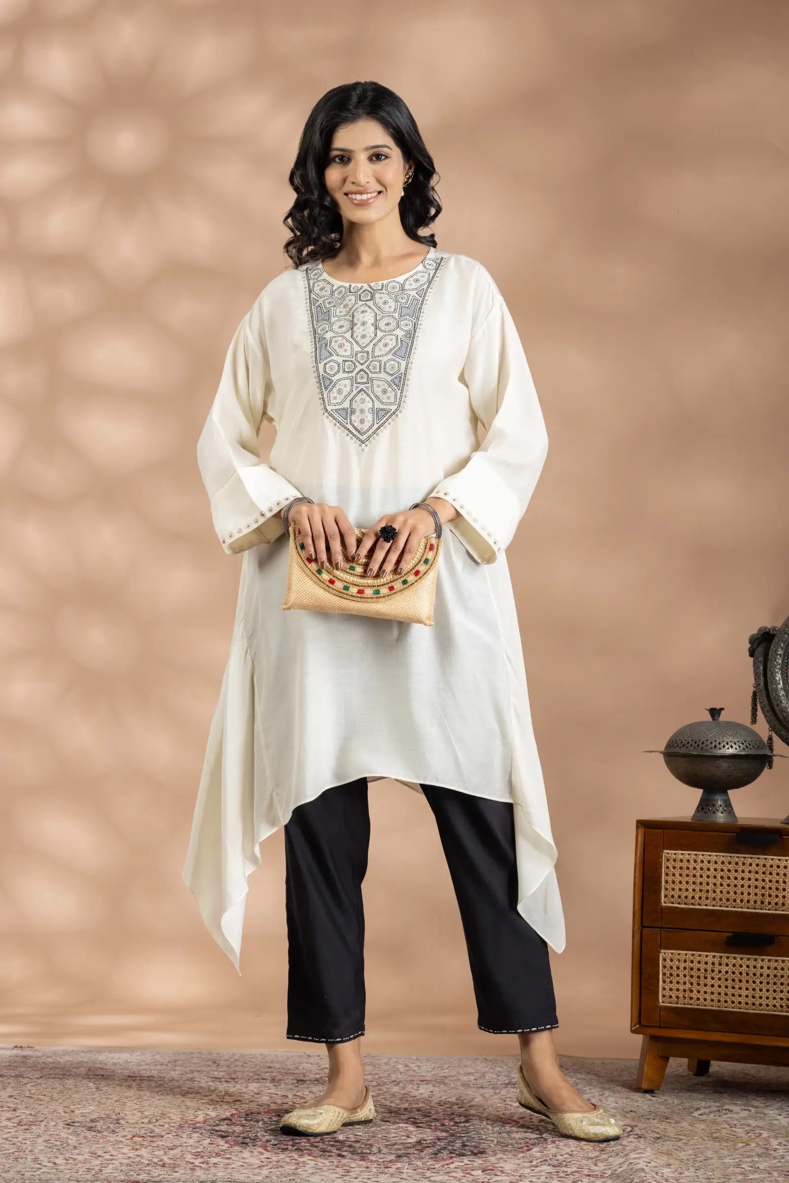 Geometric Emb Tunic  Set