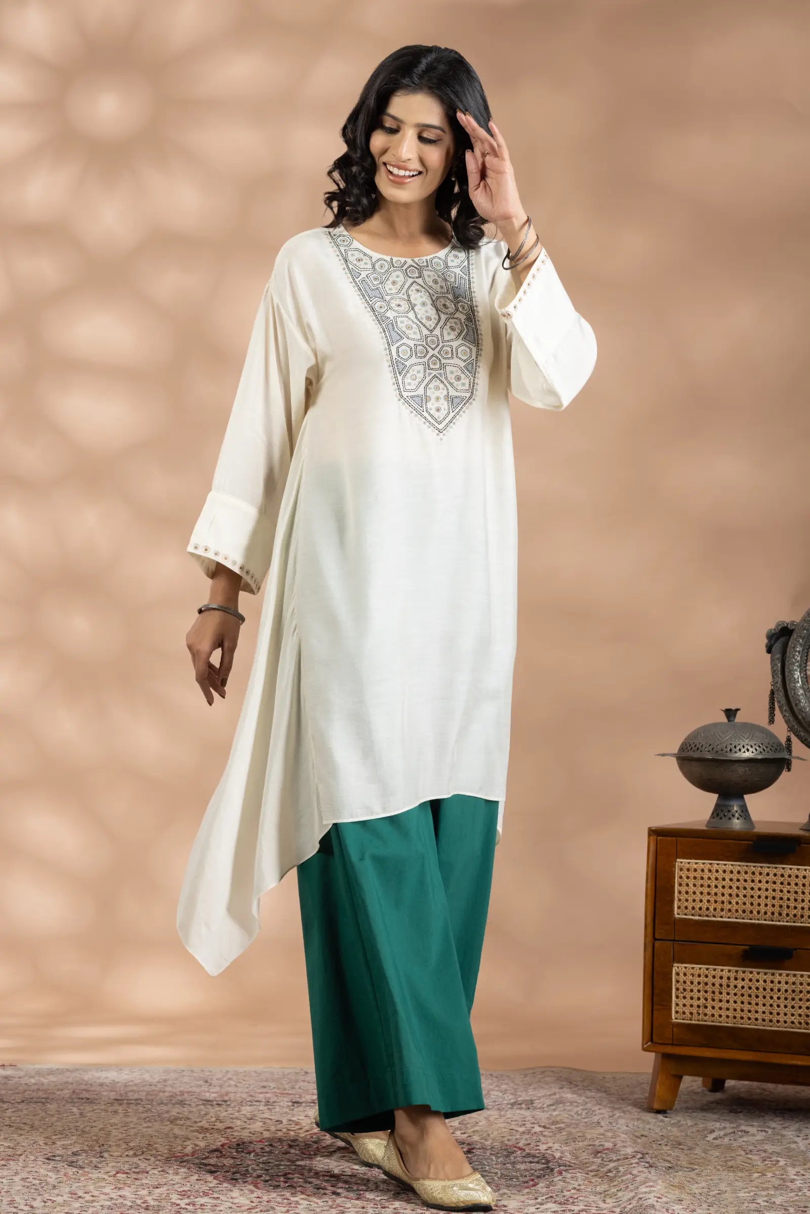 Geometric Emb Tunic  Set