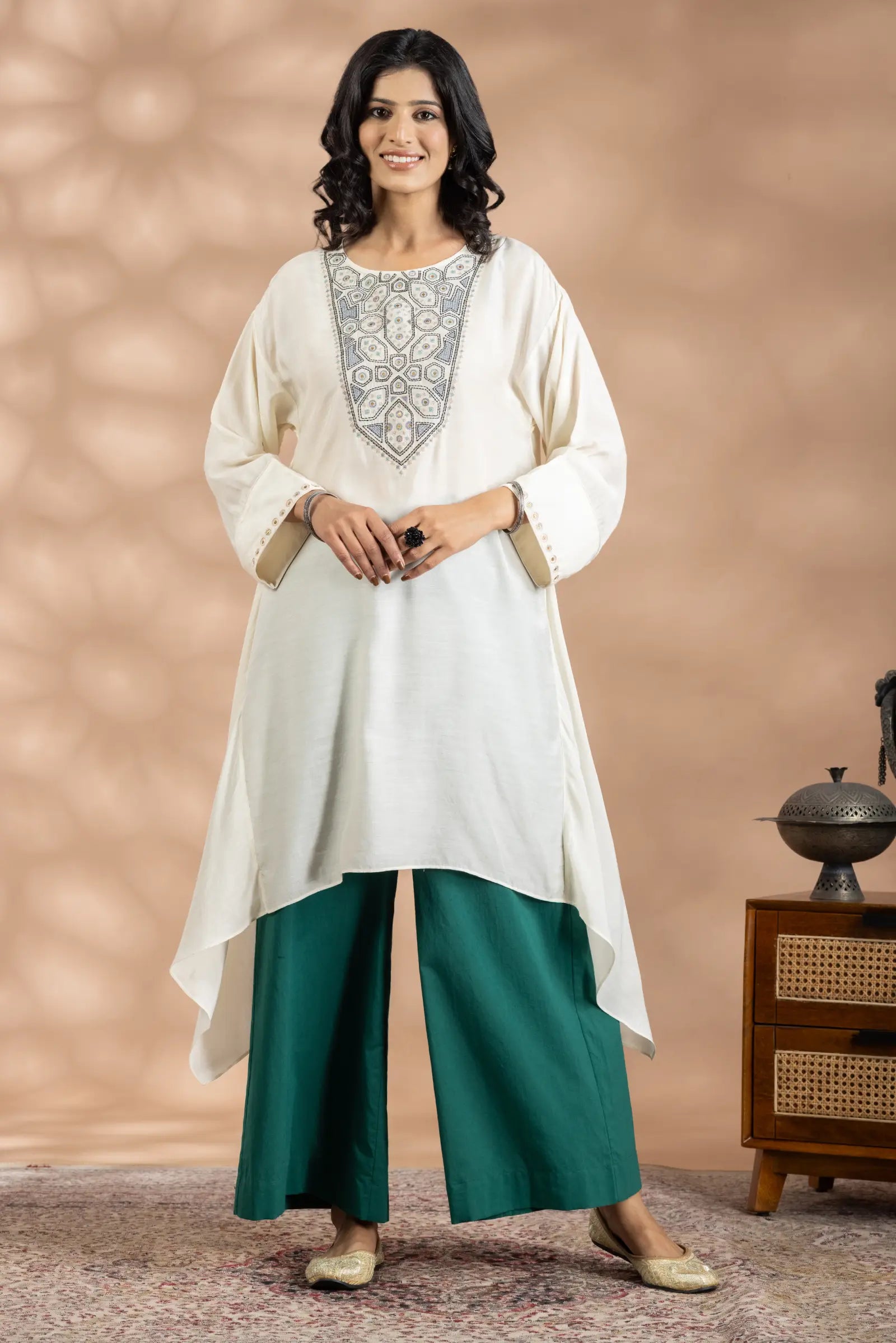 Geometric Emb Tunic  Set