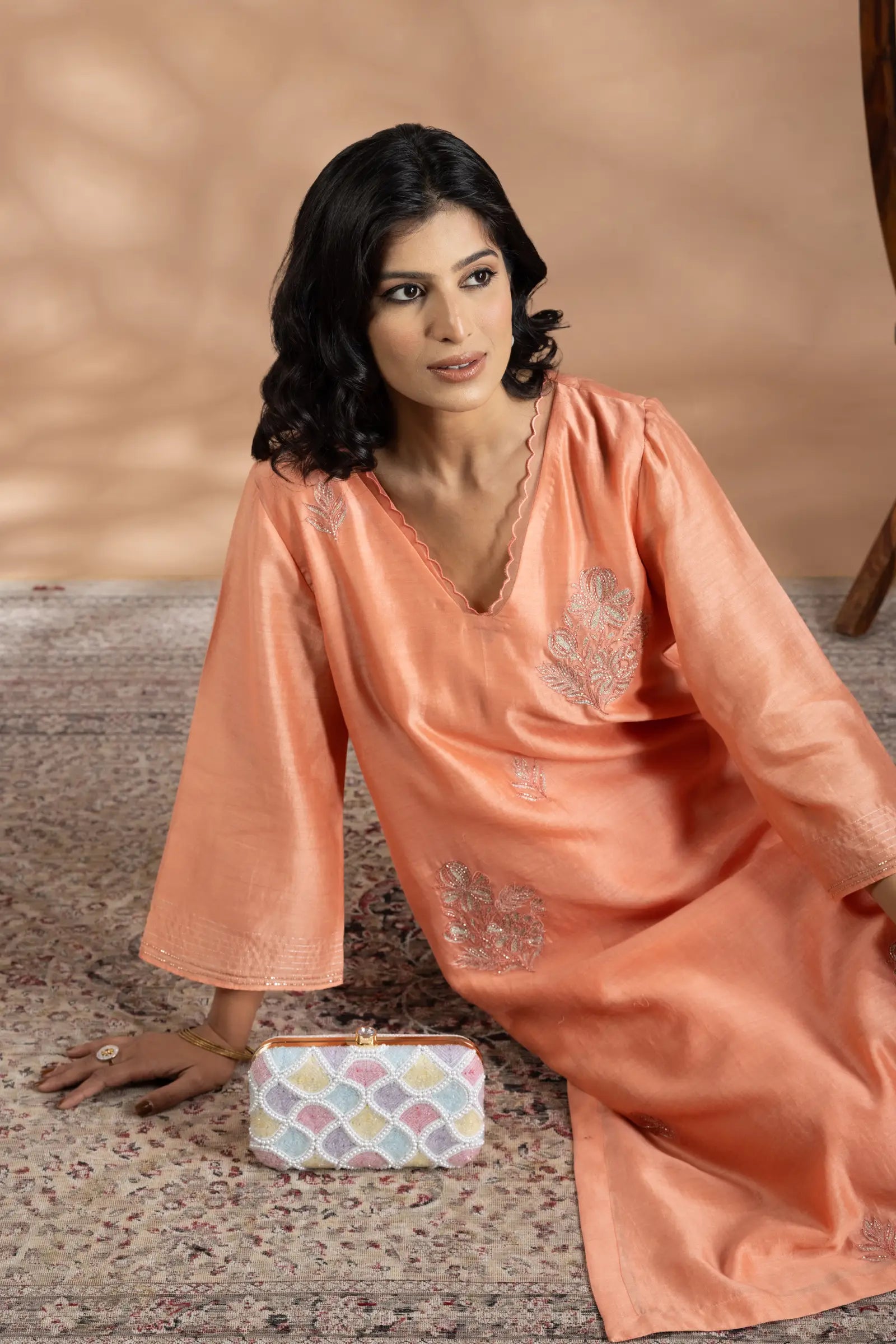Floral Beeded Motifs Kurta