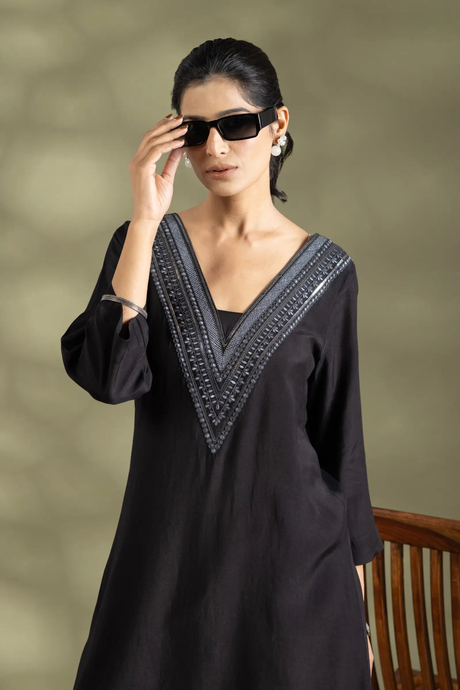 Bamberg Silk Kurta With Dori Emb