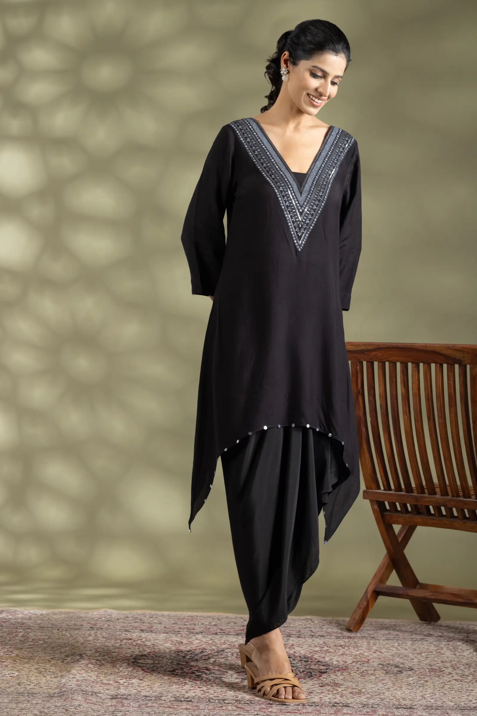 Bamberg Silk Kurta With Dori Emb