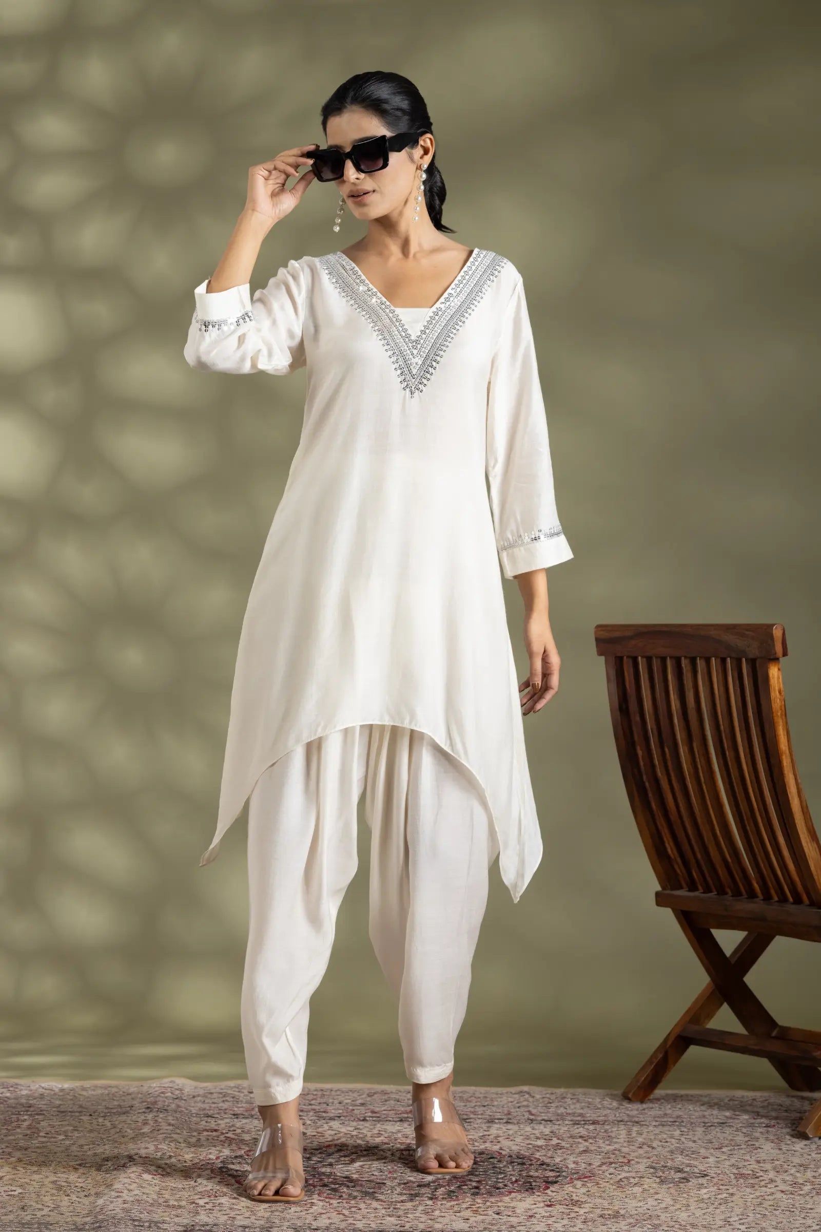 Bamberg Silk Tunic With Emb Set
