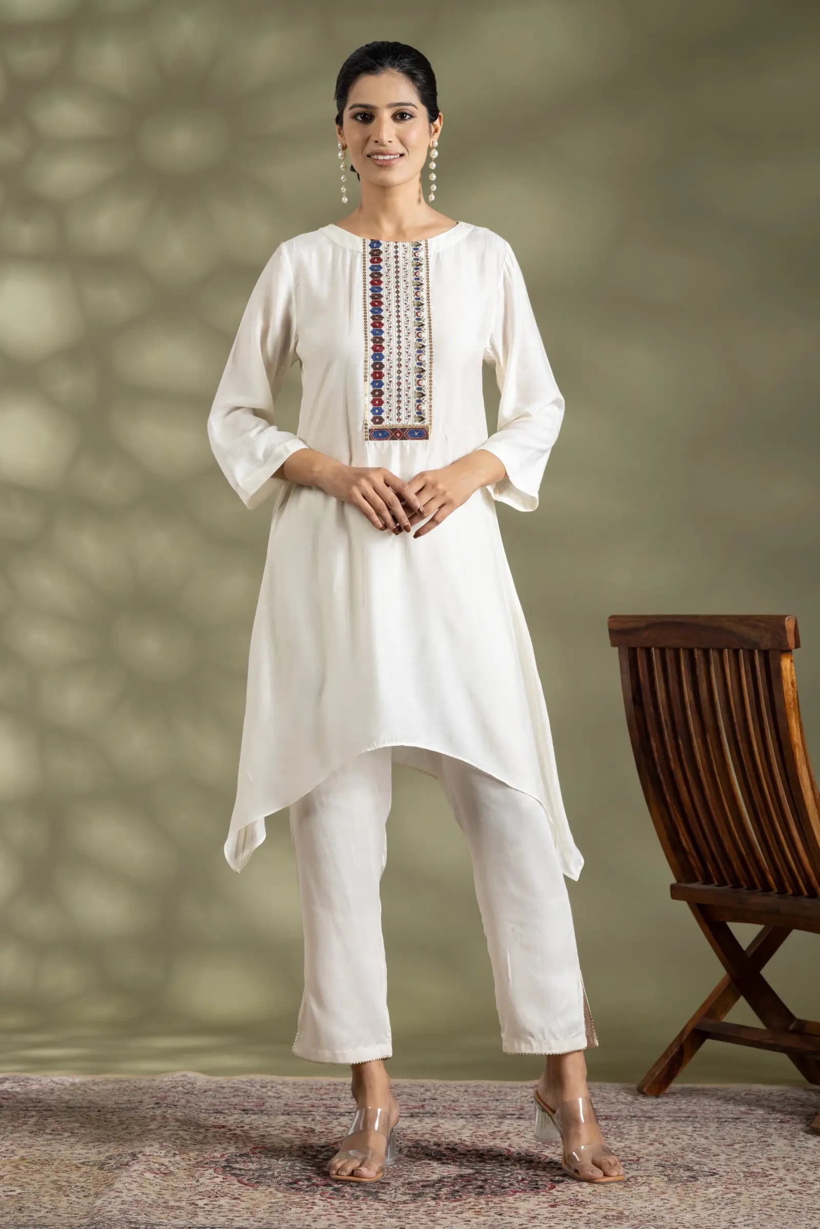 Multicolor Emb  Tunic Set