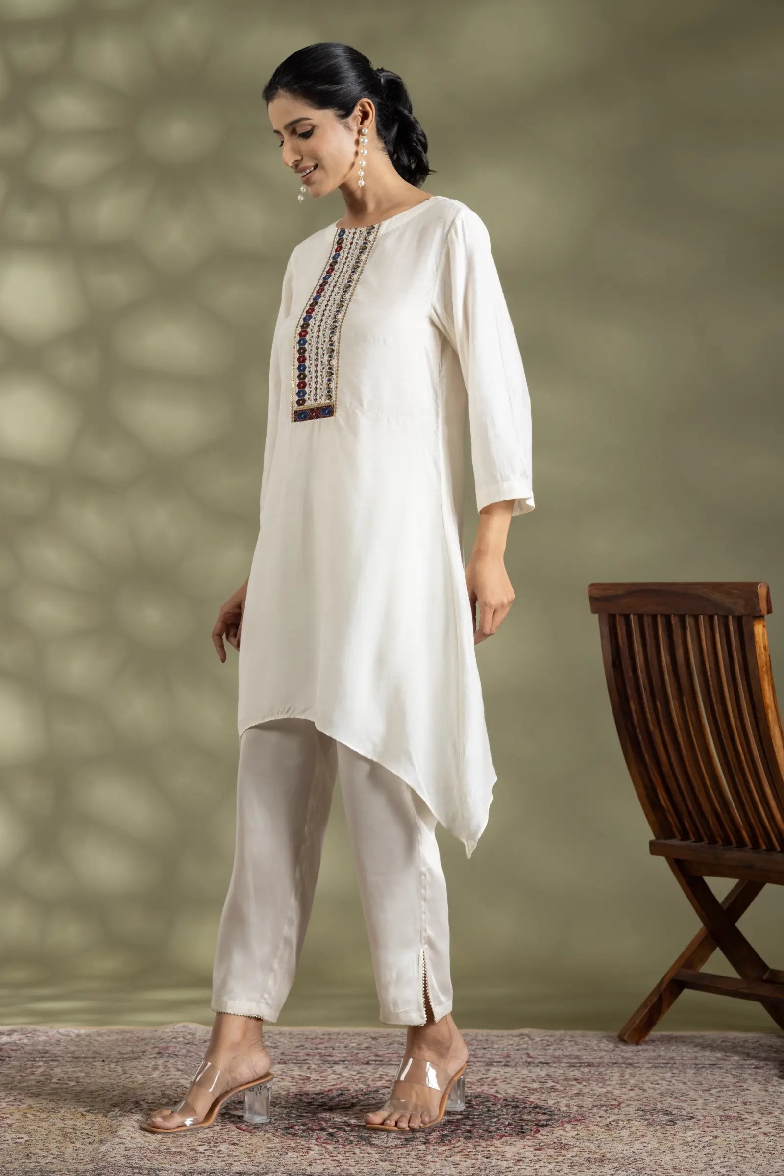 Multicolor Emb  Tunic Set