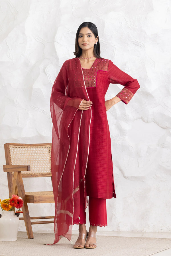 Kota Dupatta Red
