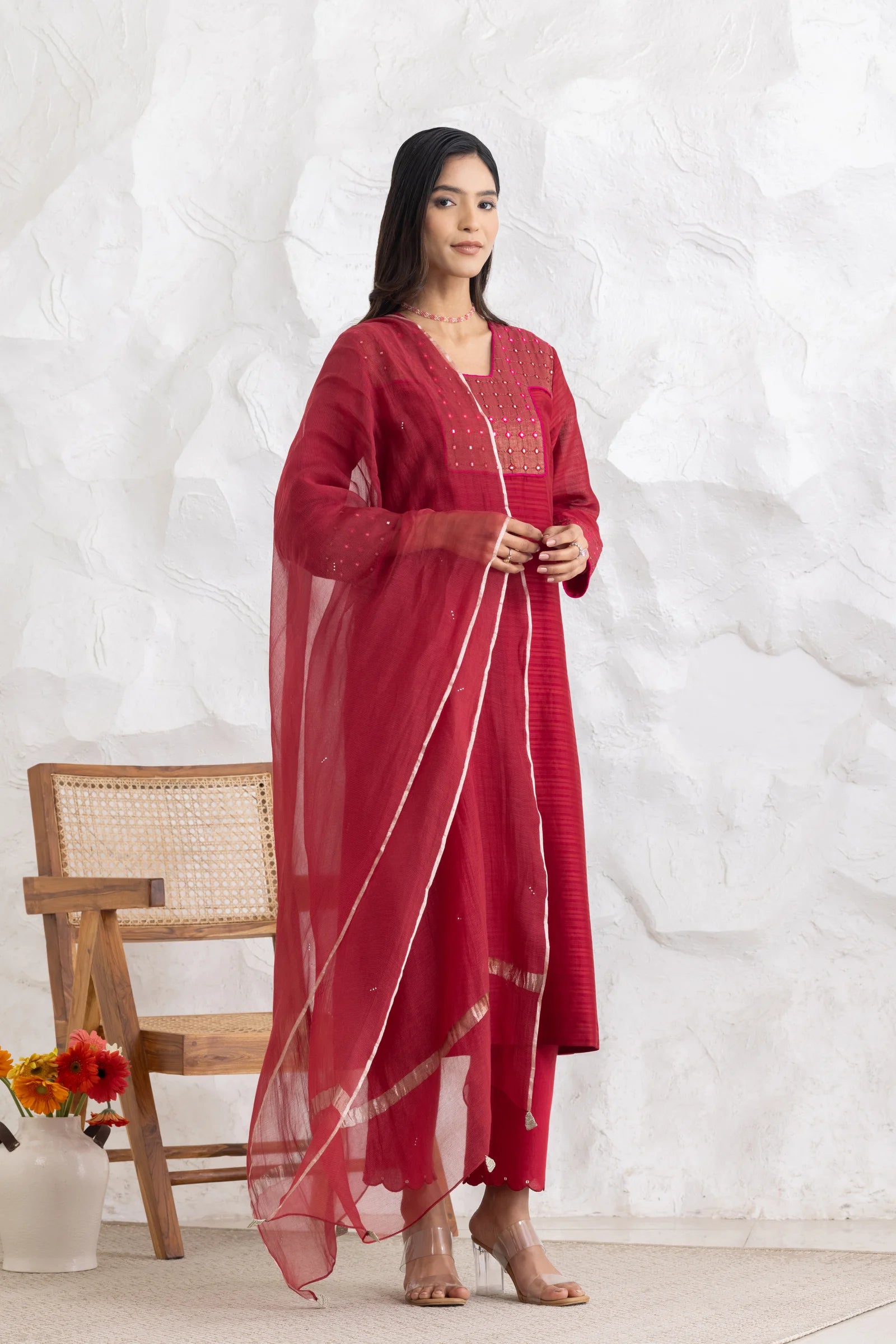 Kota Dupatta Red